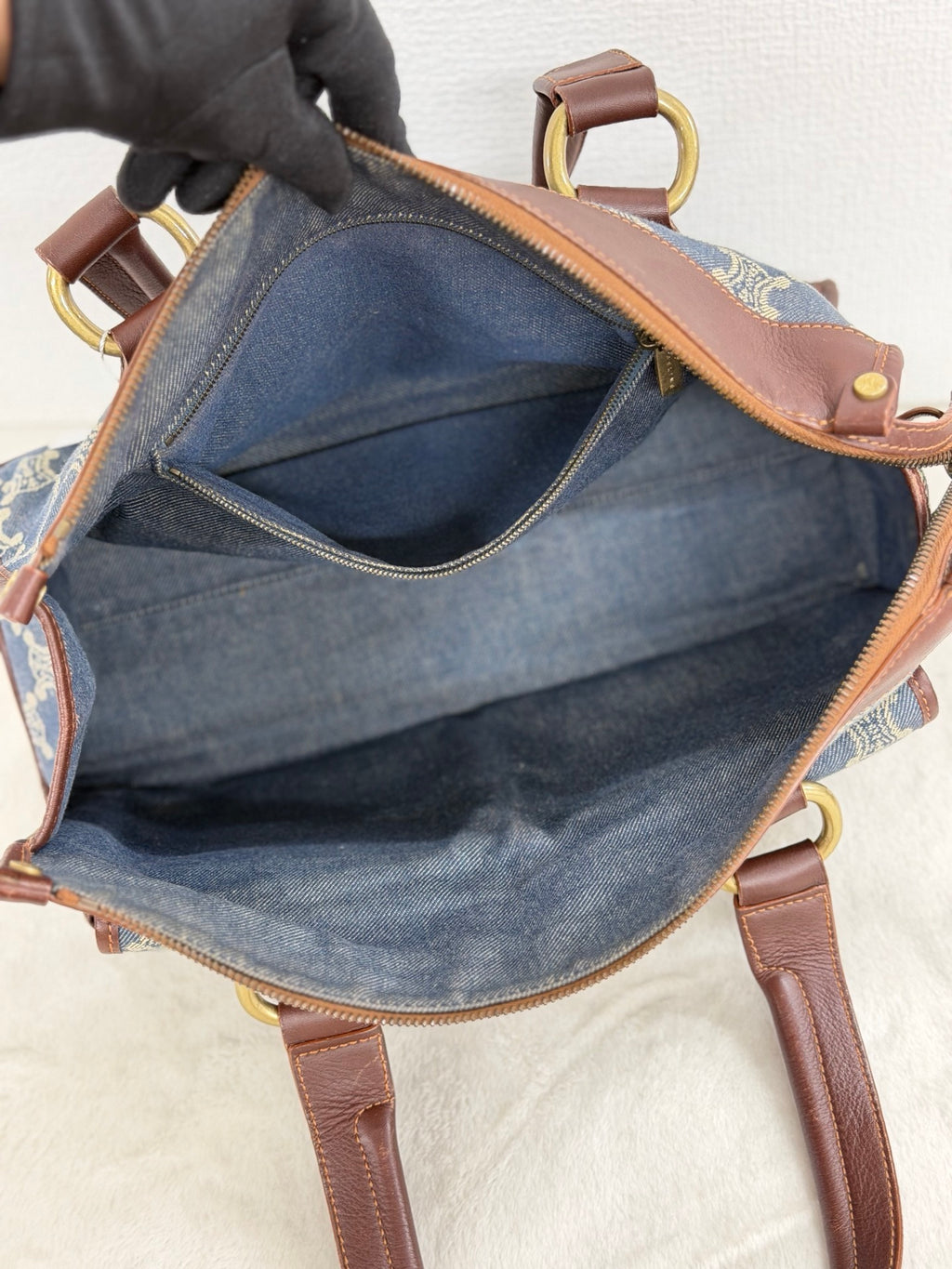 CELINE Paris Macadam Denim Canvas Multi-Pocket Handbag