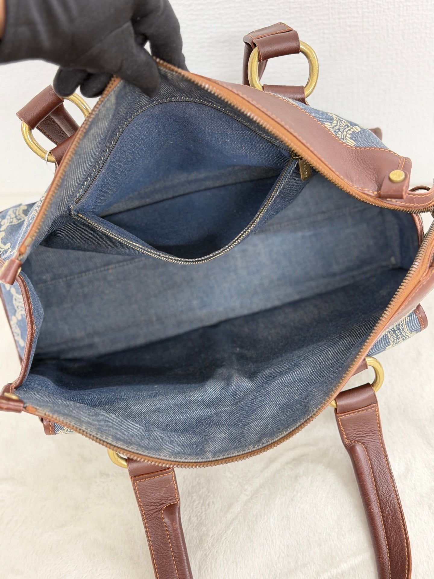 CELINE Paris Macadam Denim Canvas Multi-Pocket Handbag