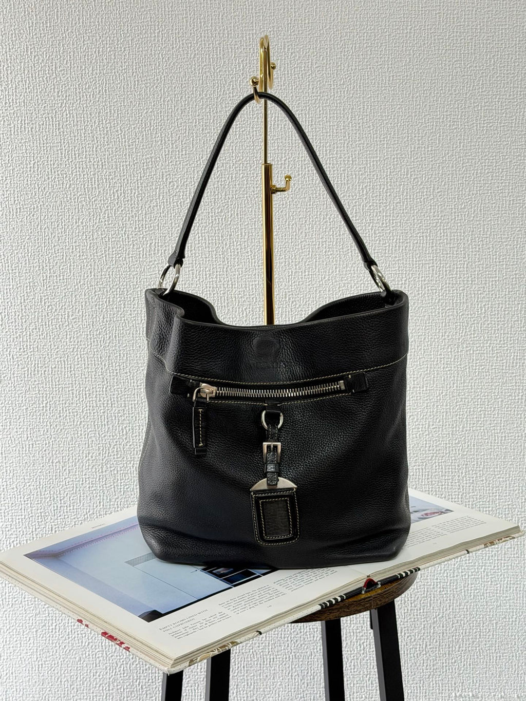 PRADA  Vitello Daino Hobo Bag.