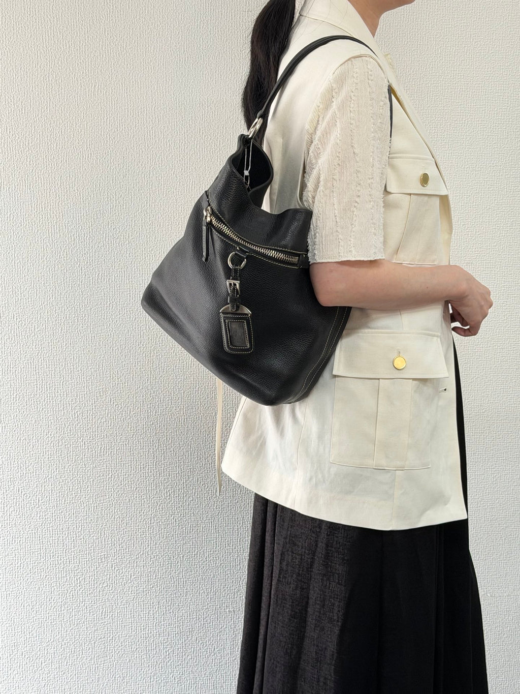 PRADA  Vitello Daino Hobo Bag.