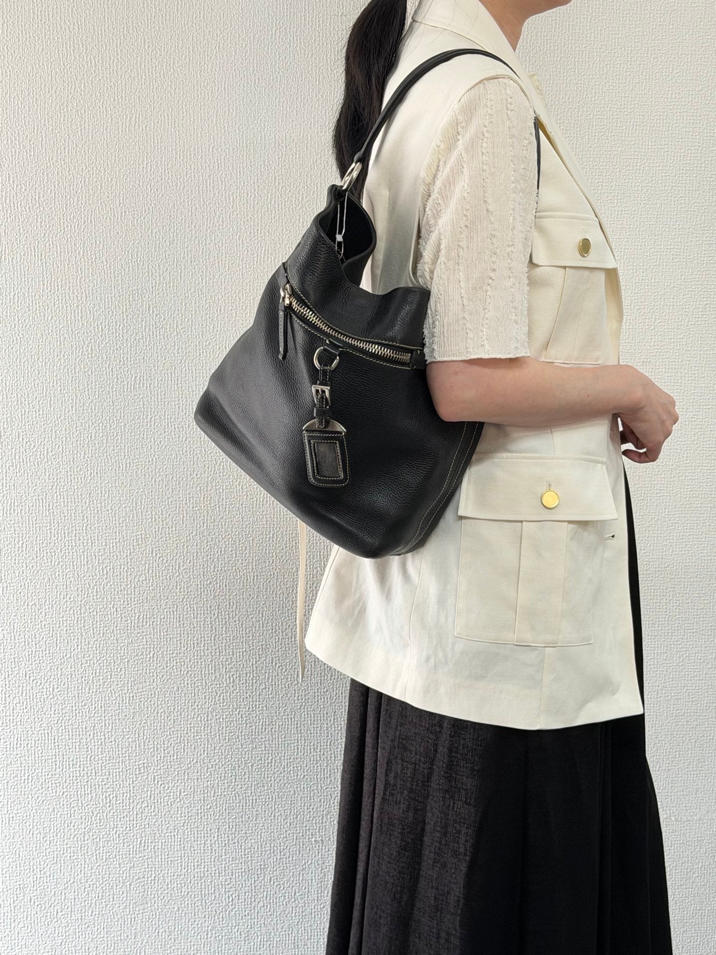 PRADA  Vitello Daino Hobo Bag.