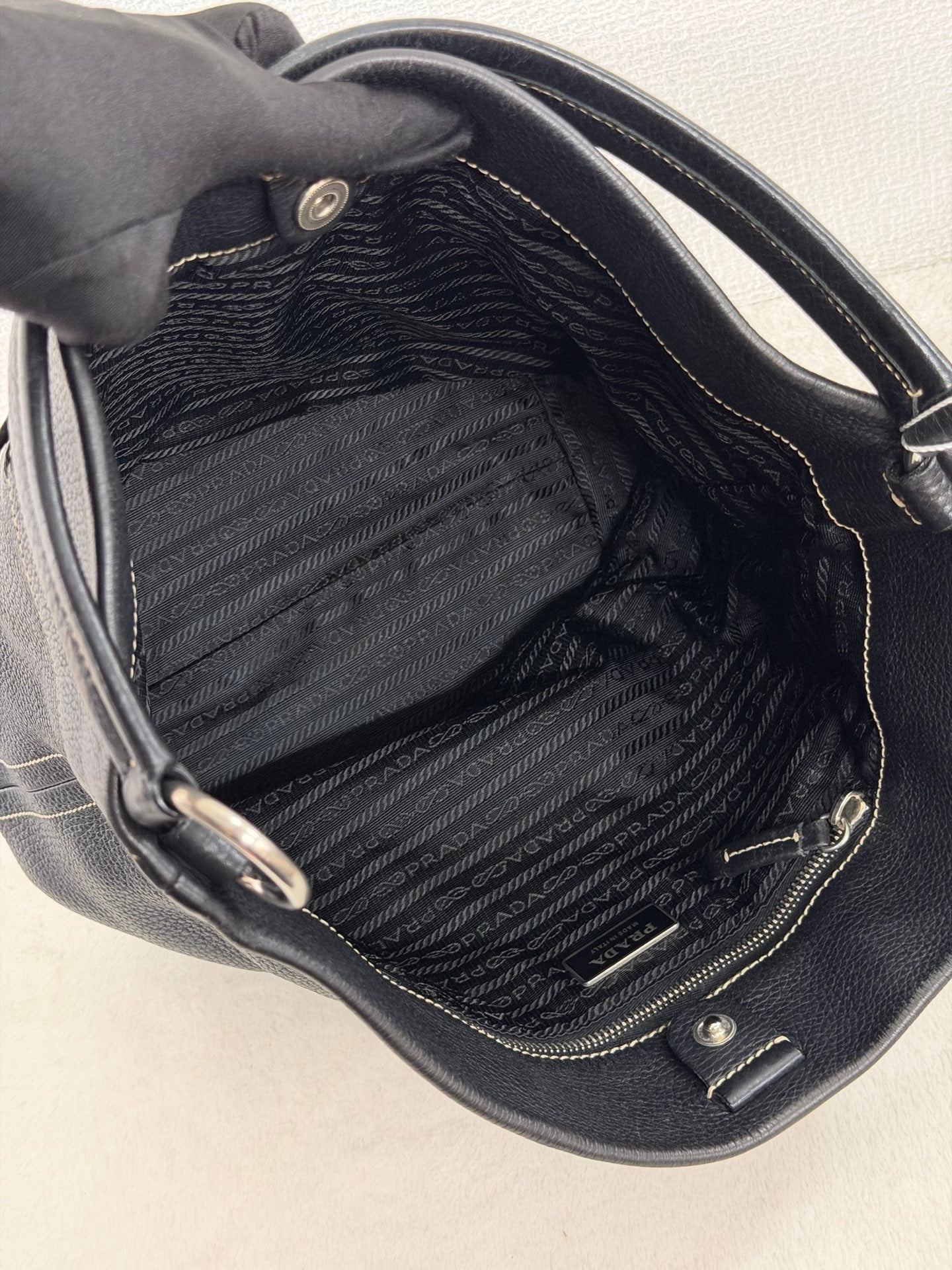 PRADA  Vitello Daino Hobo Bag.