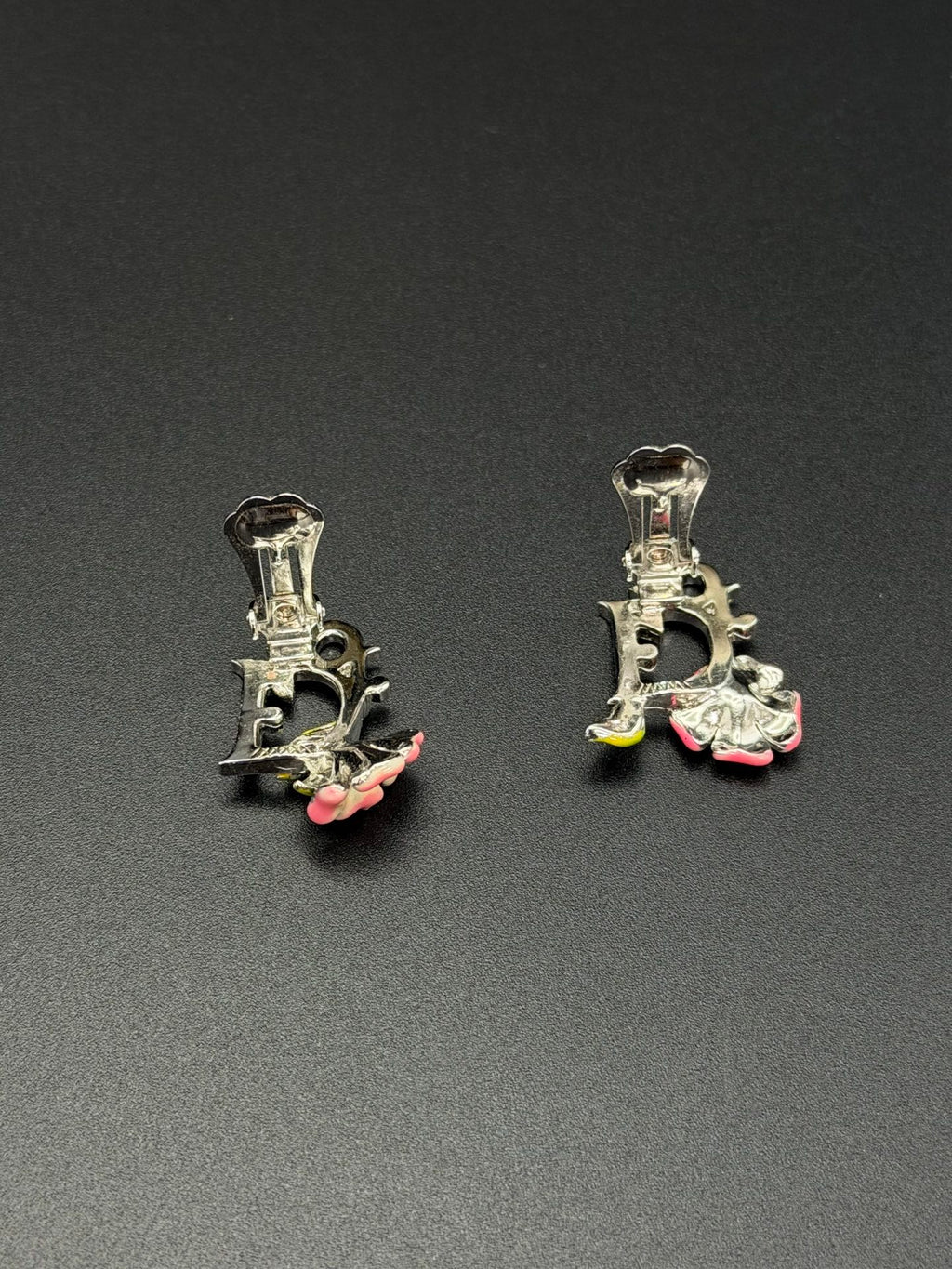 Christian Dior Enamel Flower Clip-On Earrings