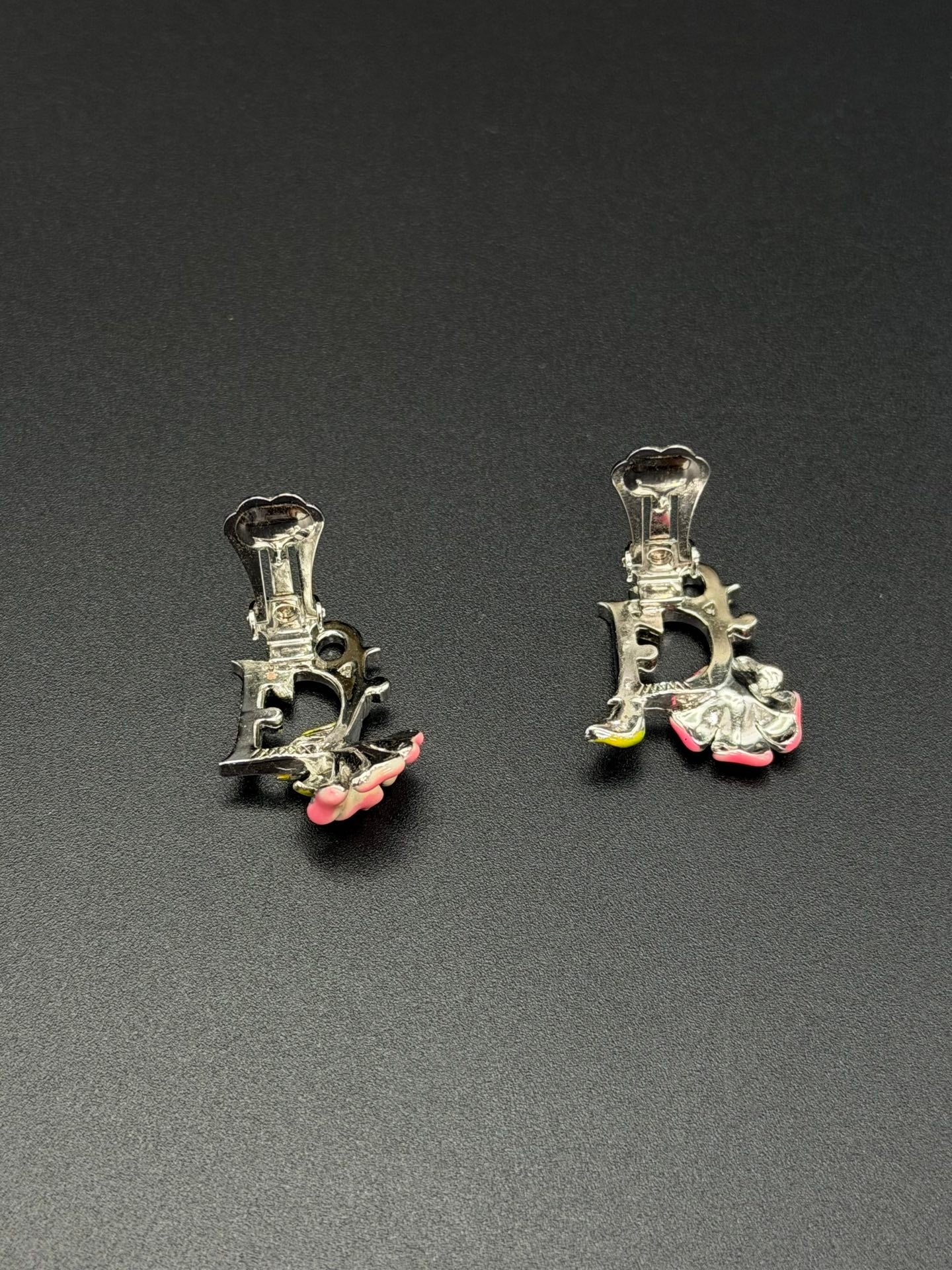 Christian Dior Enamel Flower Clip-On Earrings