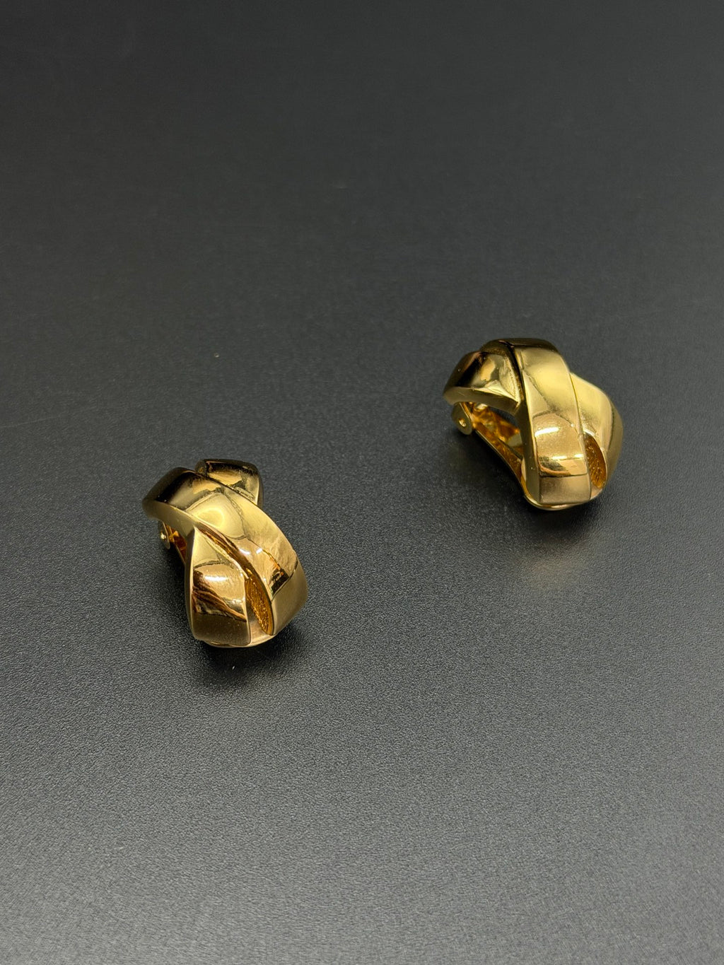 Christian Dior Gold Crossover Clip-On Earrings