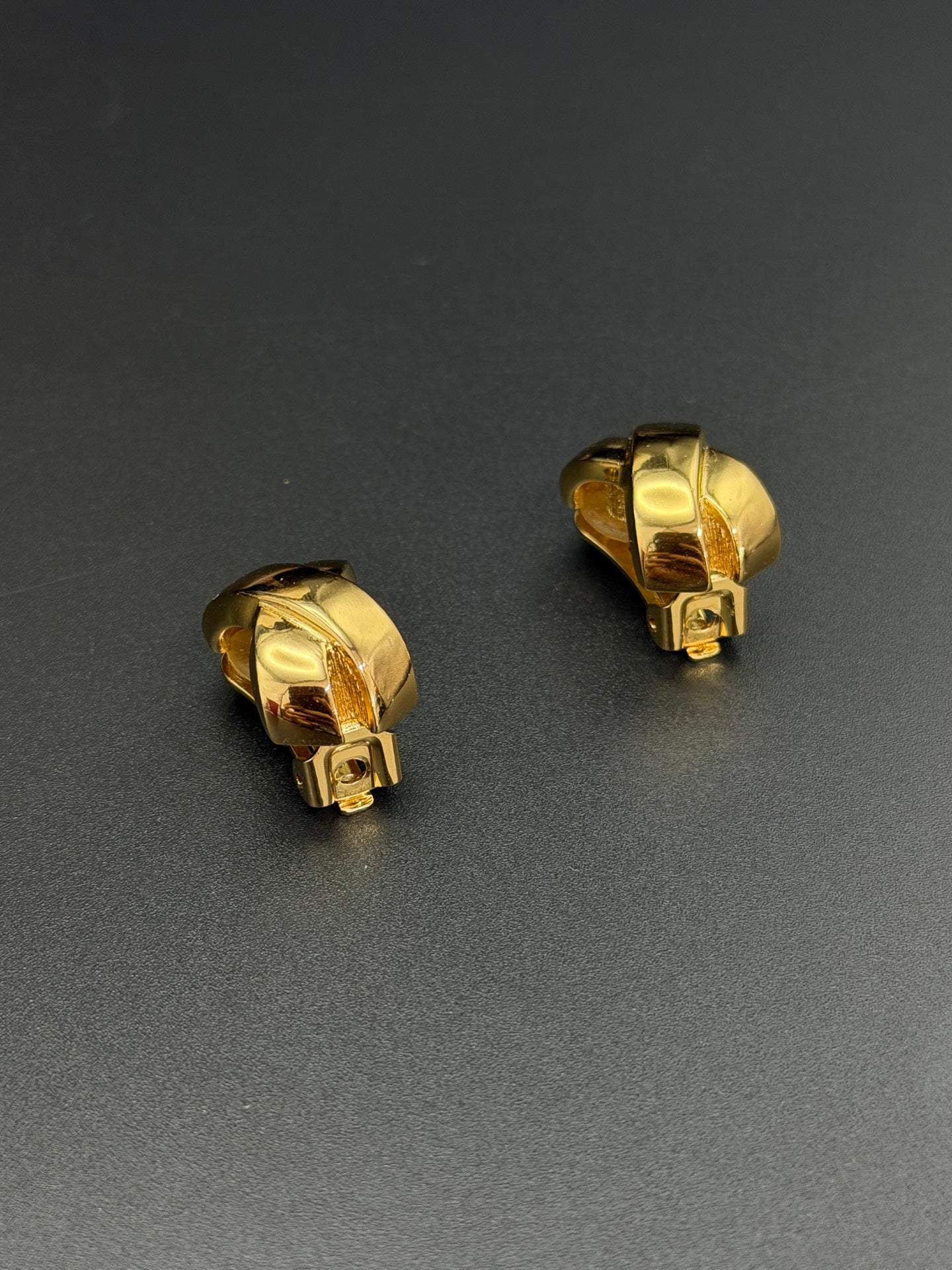 Christian Dior Gold Crossover Clip-On Earrings