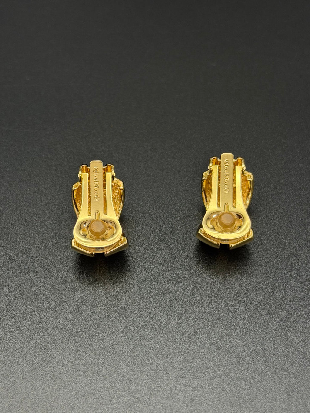 Christian Dior Gold Crossover Clip-On Earrings