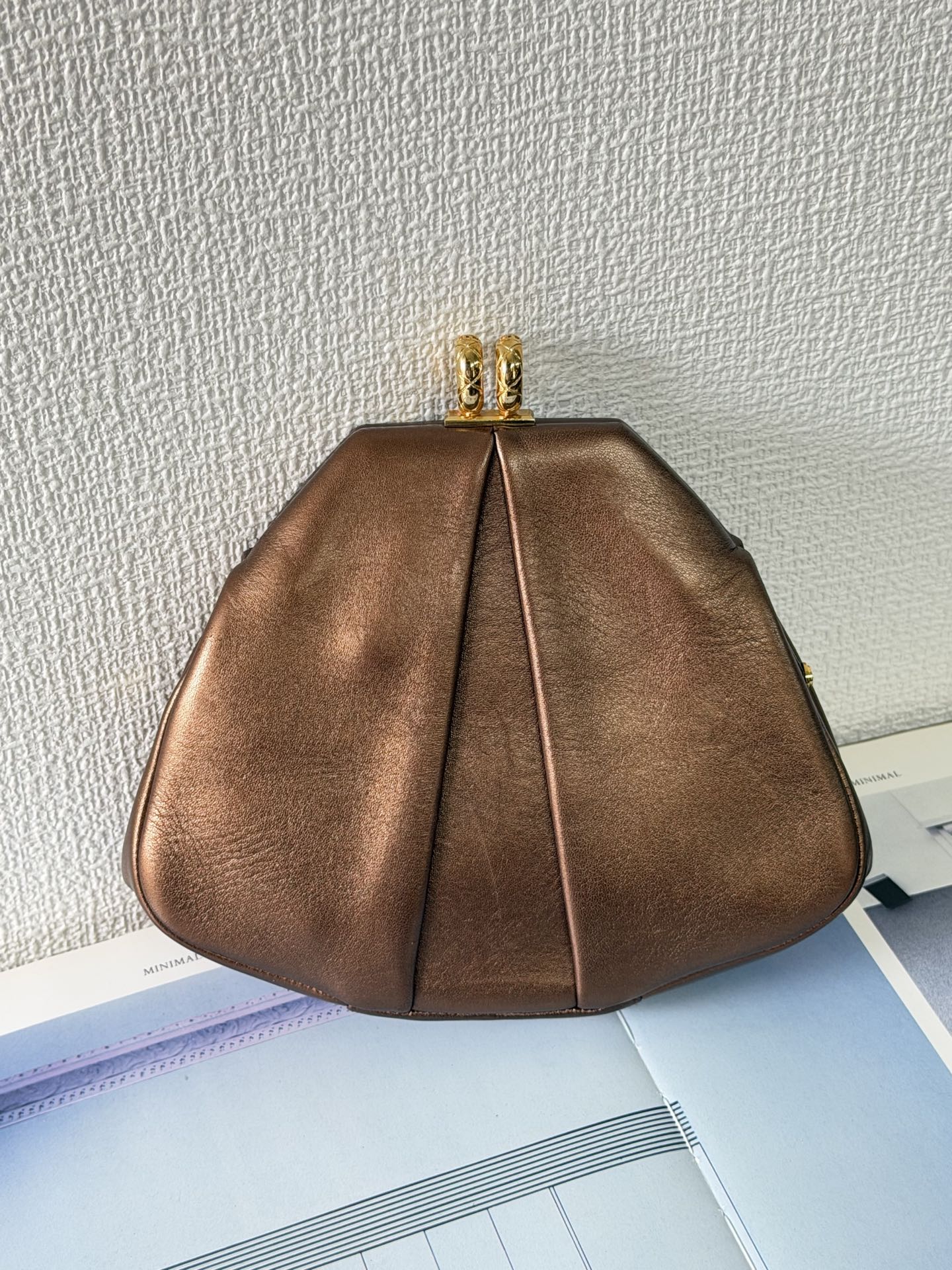 Chanel Pleated Lambskin Kiss-Lock Frame Clutch
