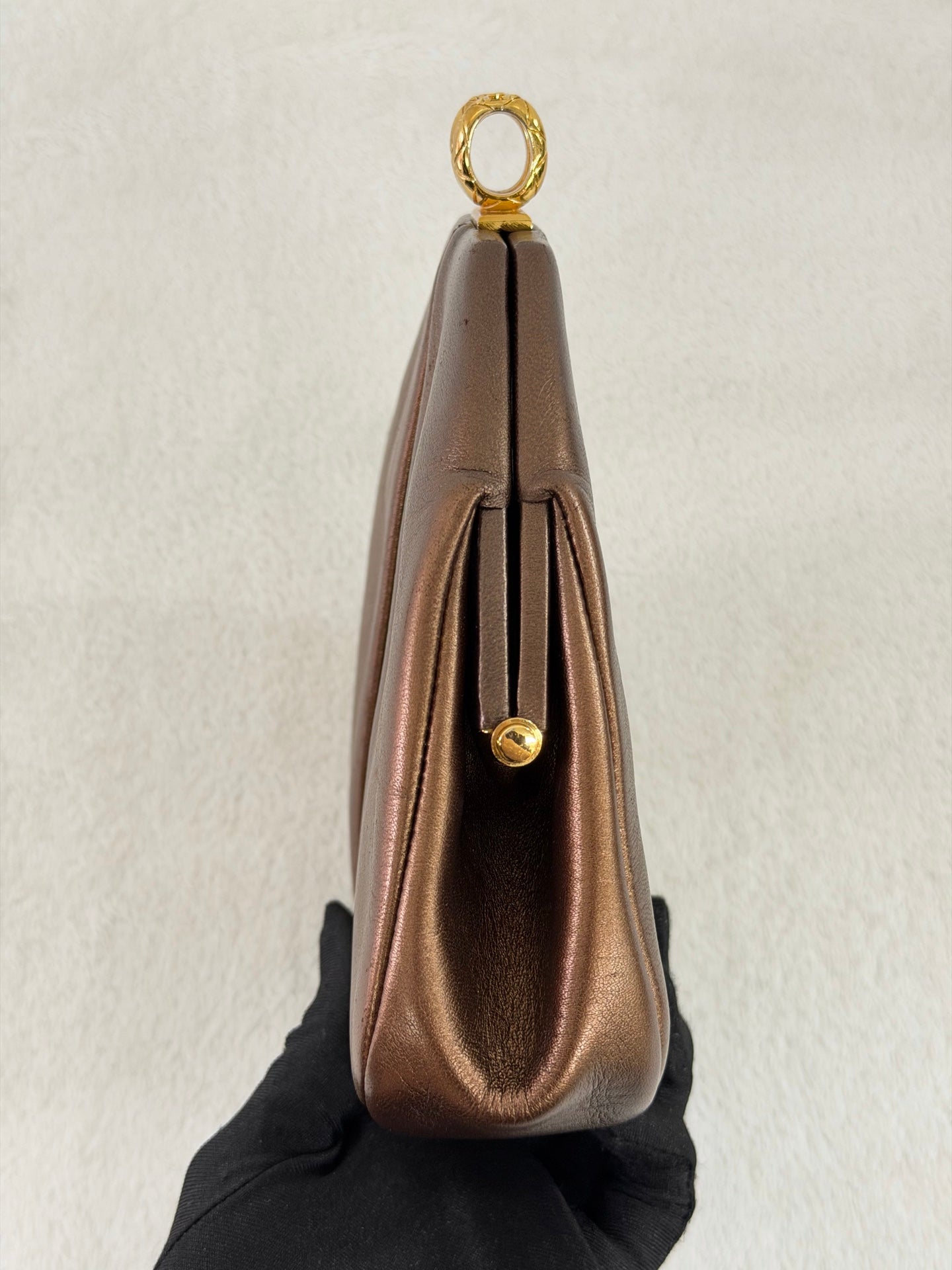 Chanel Pleated Lambskin Kiss-Lock Frame Clutch