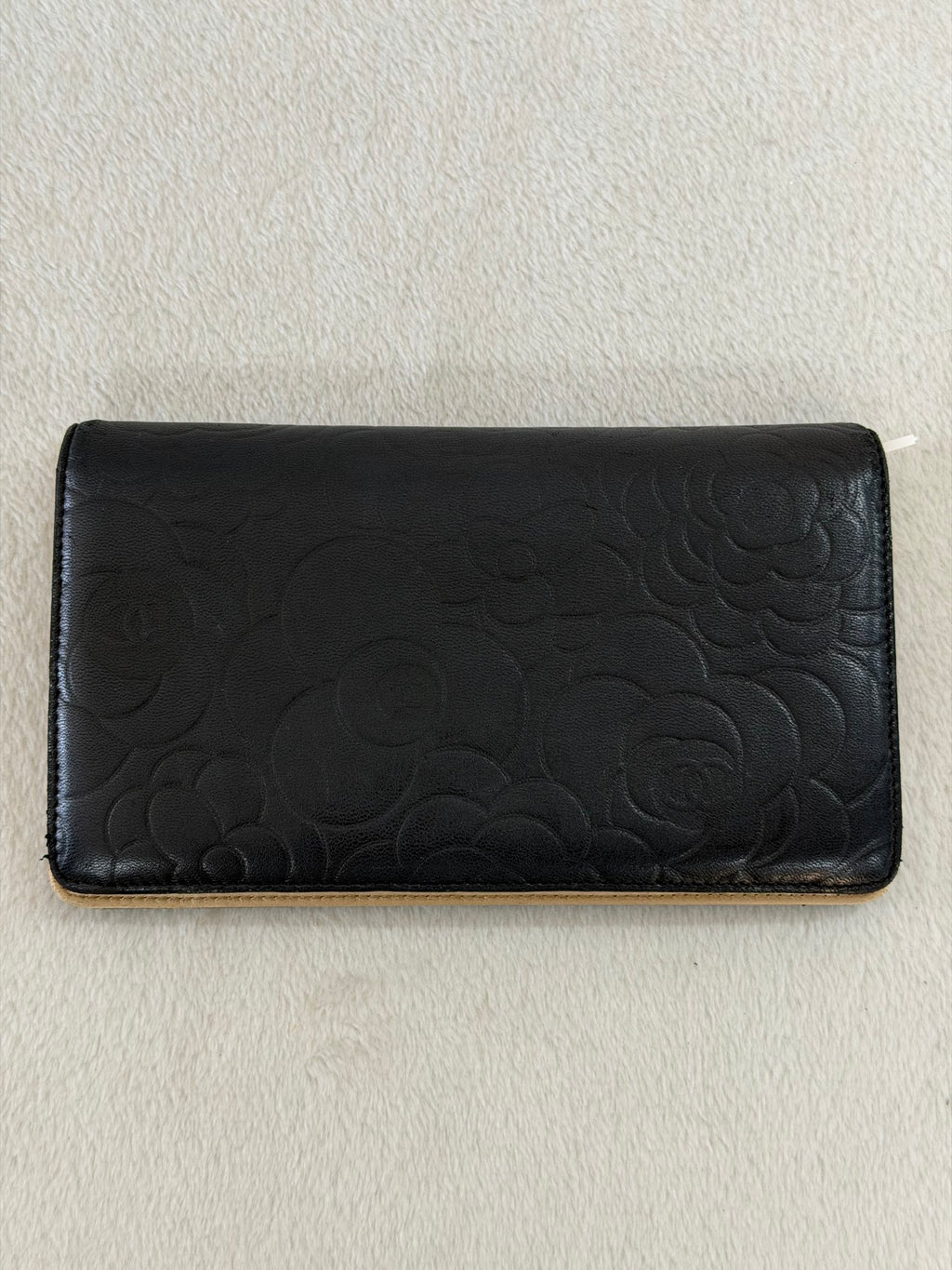 CHANEL Camellia Embossed Flap Wallet