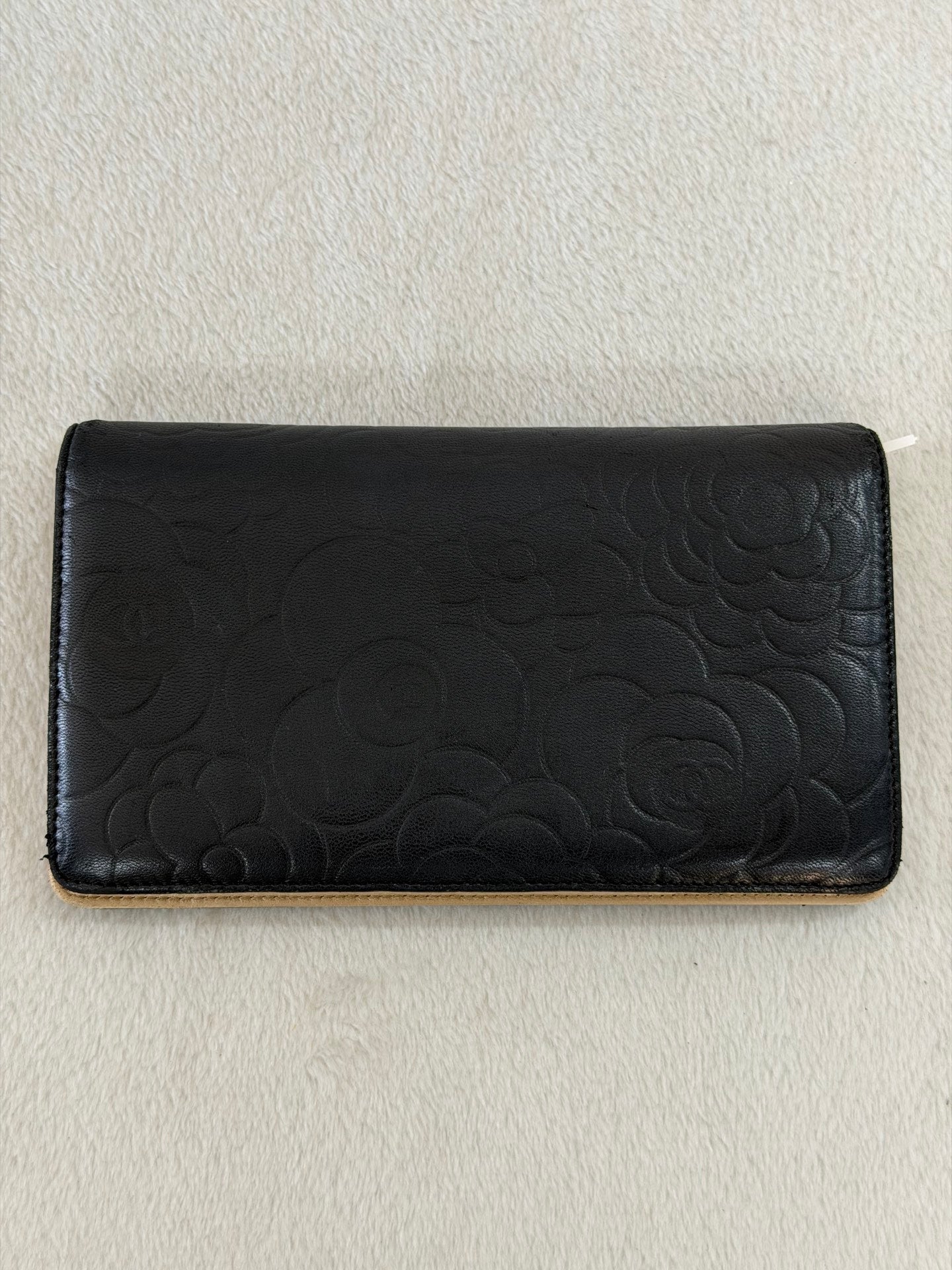 CHANEL Camellia Embossed Flap Wallet