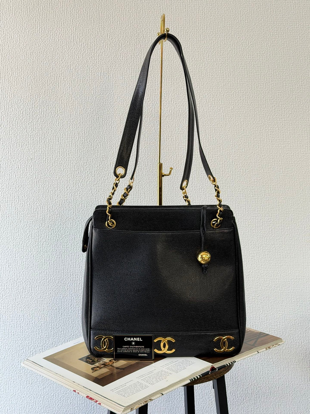 Chanel Triple Coco Caviar Chain Shoulder Bag