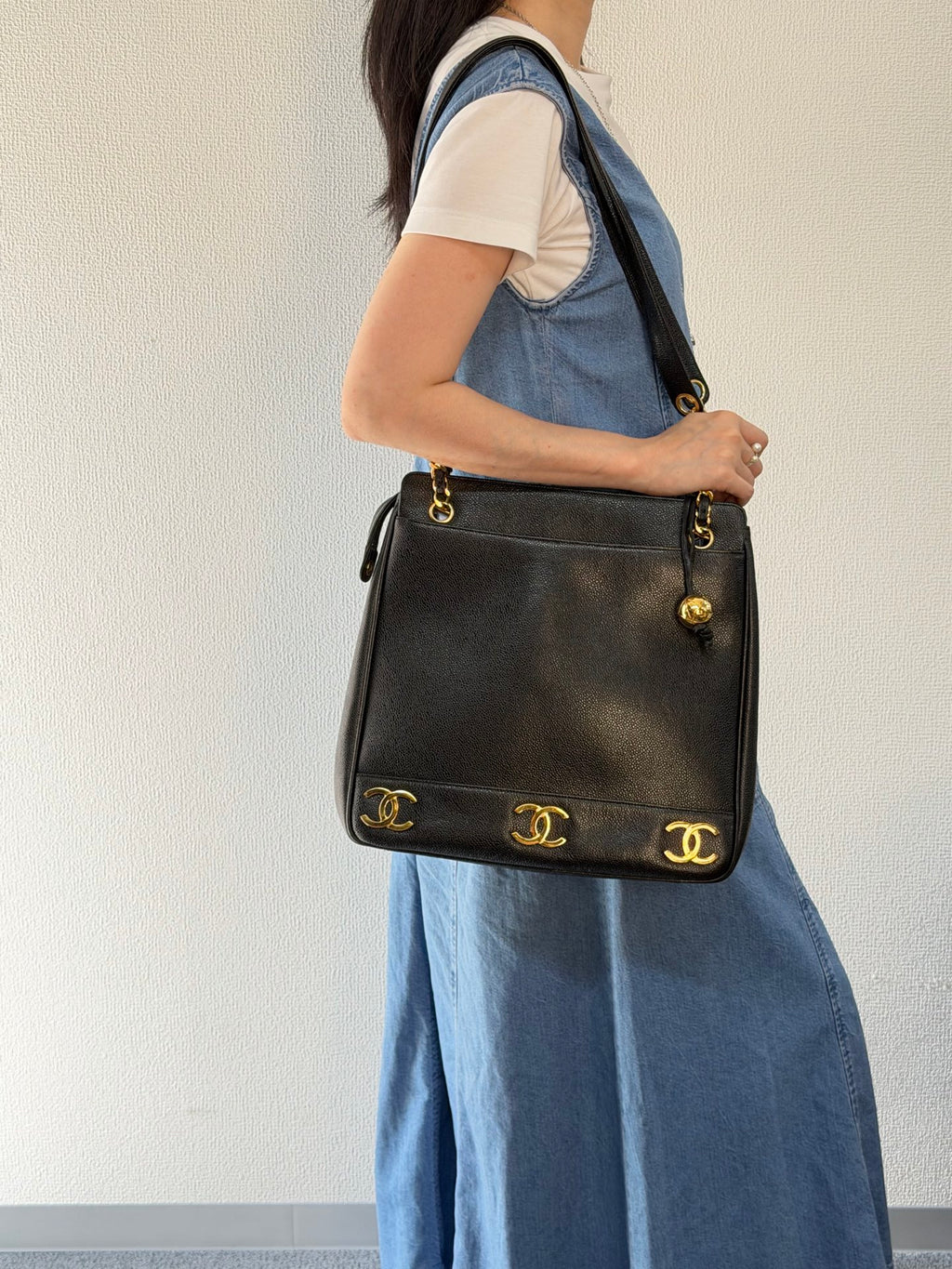 Chanel Triple Coco Caviar Chain Shoulder Bag