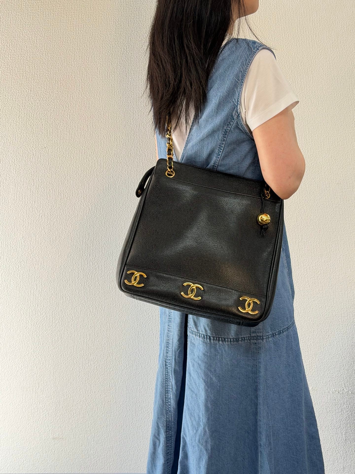 Chanel Triple Coco Caviar Chain Shoulder Bag