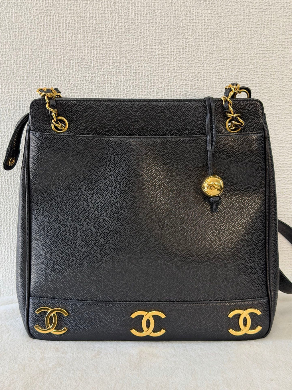 Chanel Triple Coco Caviar Chain Shoulder Bag