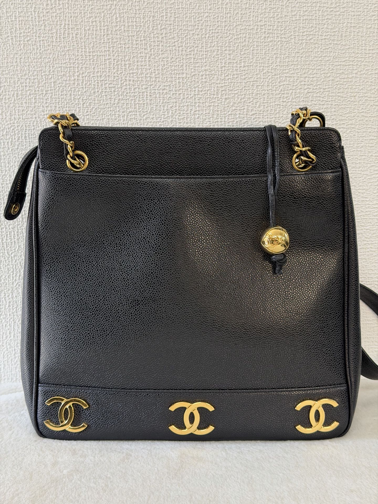 Chanel Triple Coco Caviar Chain Shoulder Bag