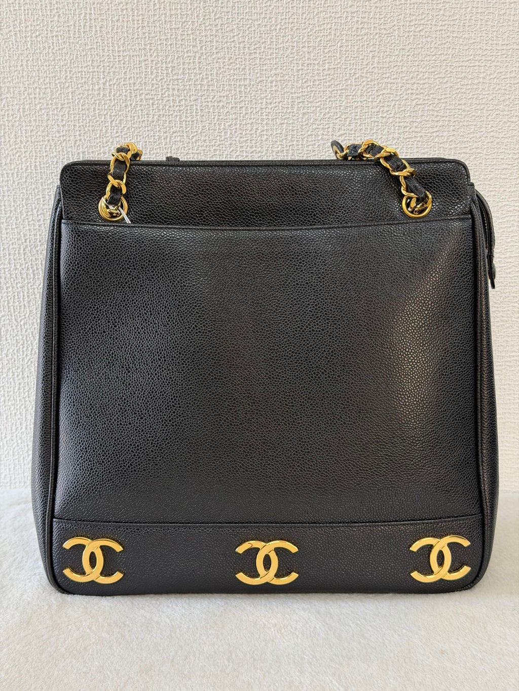 Chanel Triple Coco Caviar Chain Shoulder Bag