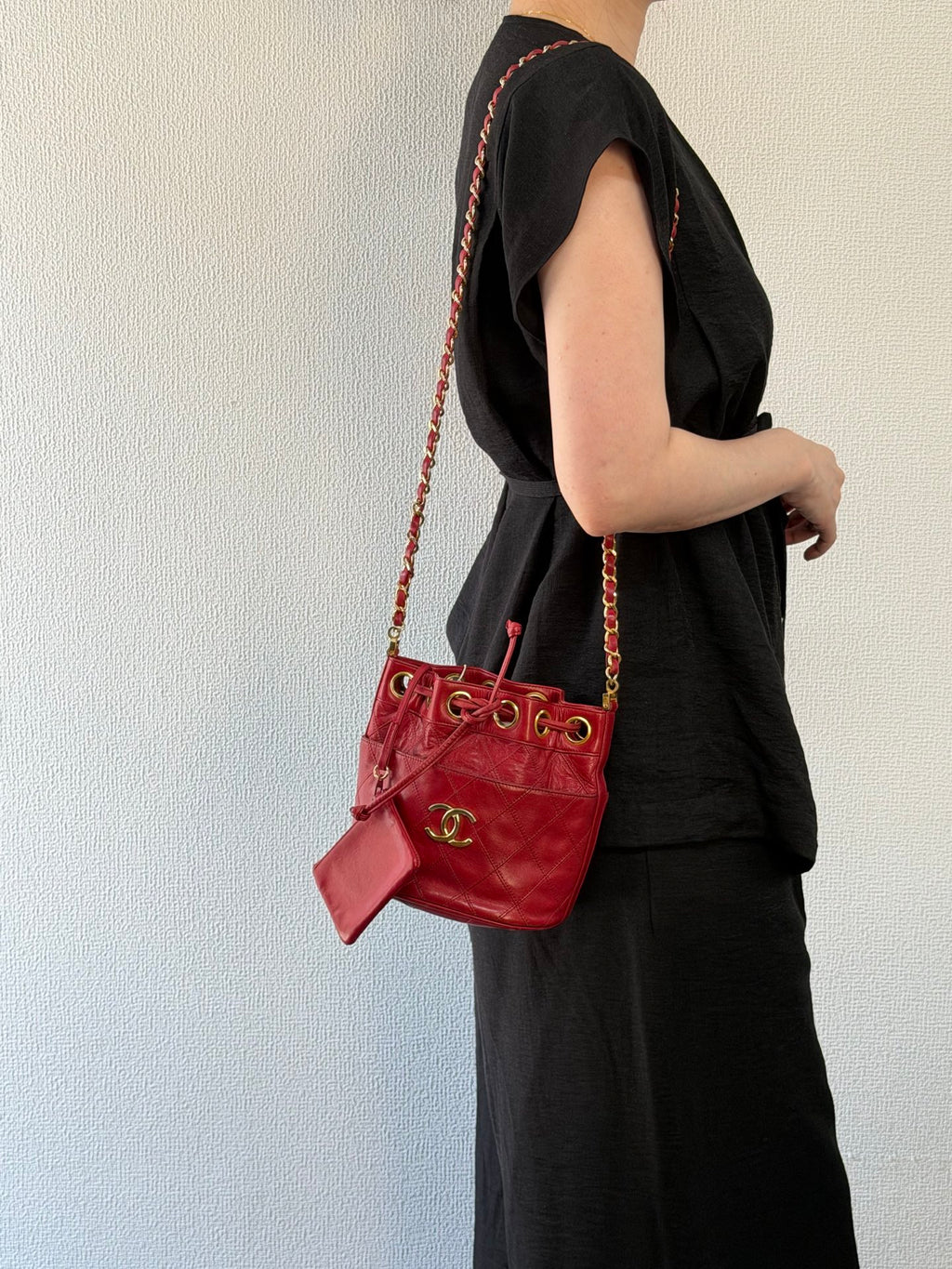Chanel Quilted CC Drawstring Bucket Bag