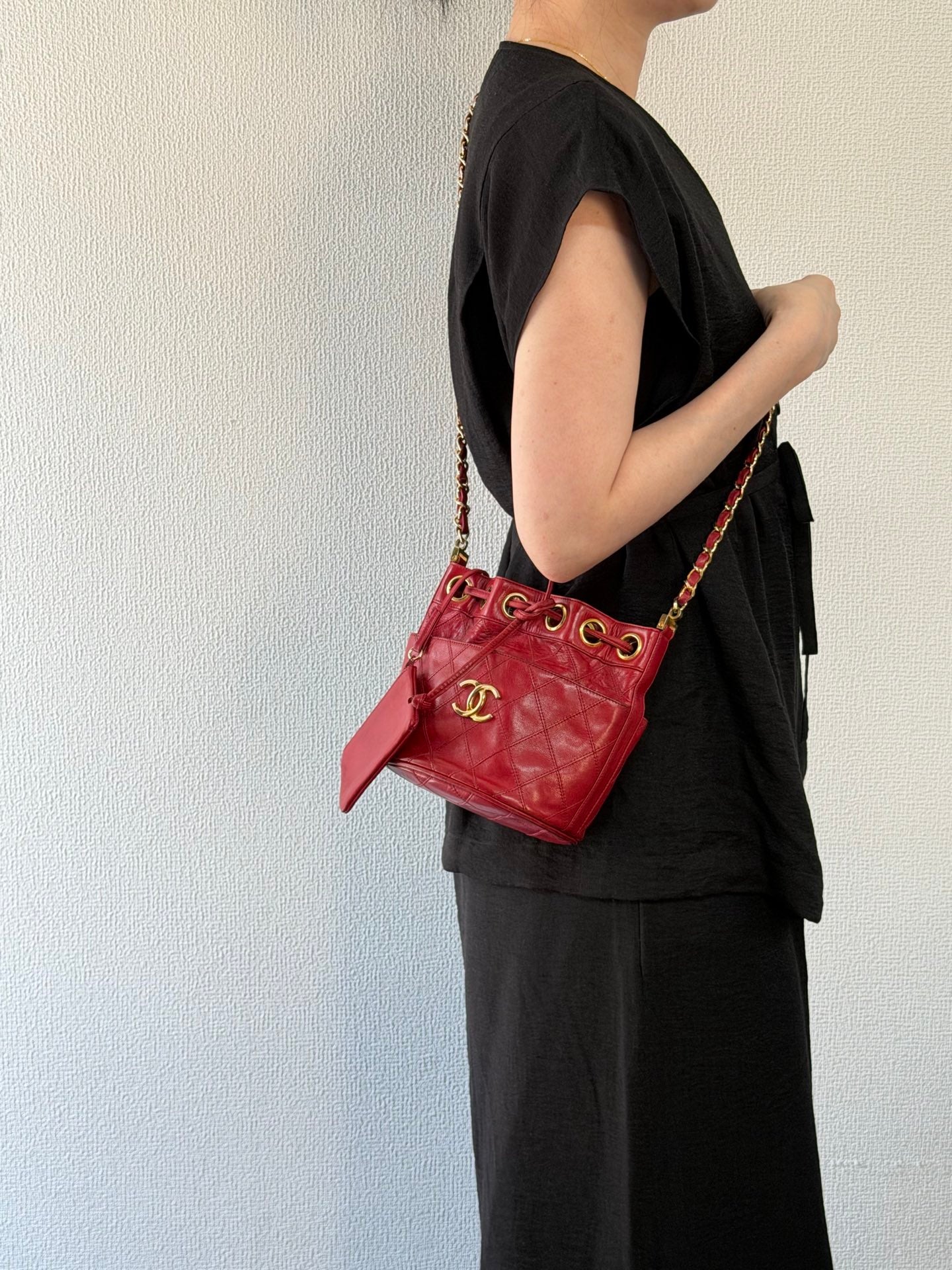 Chanel Quilted CC Drawstring Bucket Bag