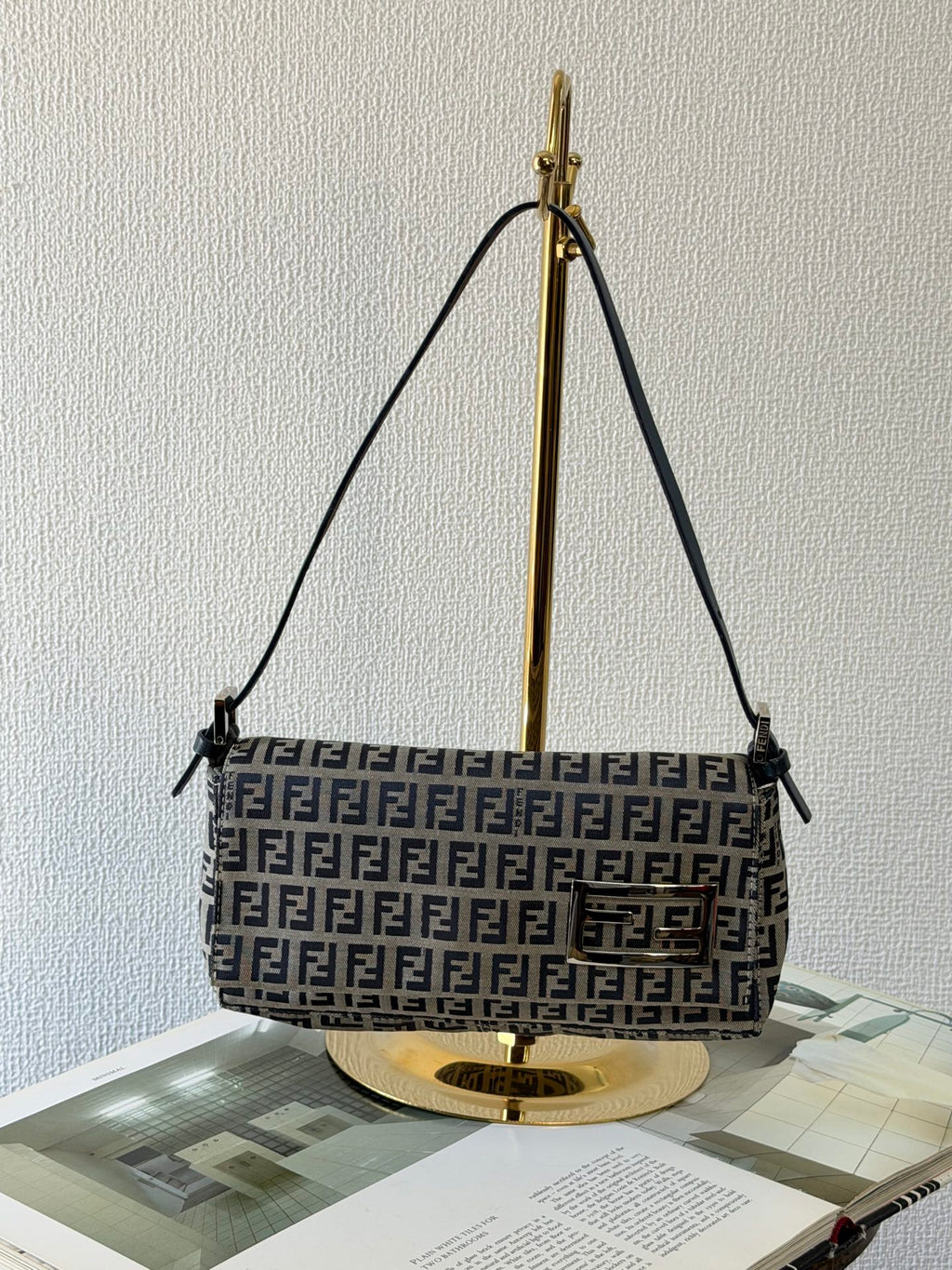 FENDI Zucchino Canvas Baguette