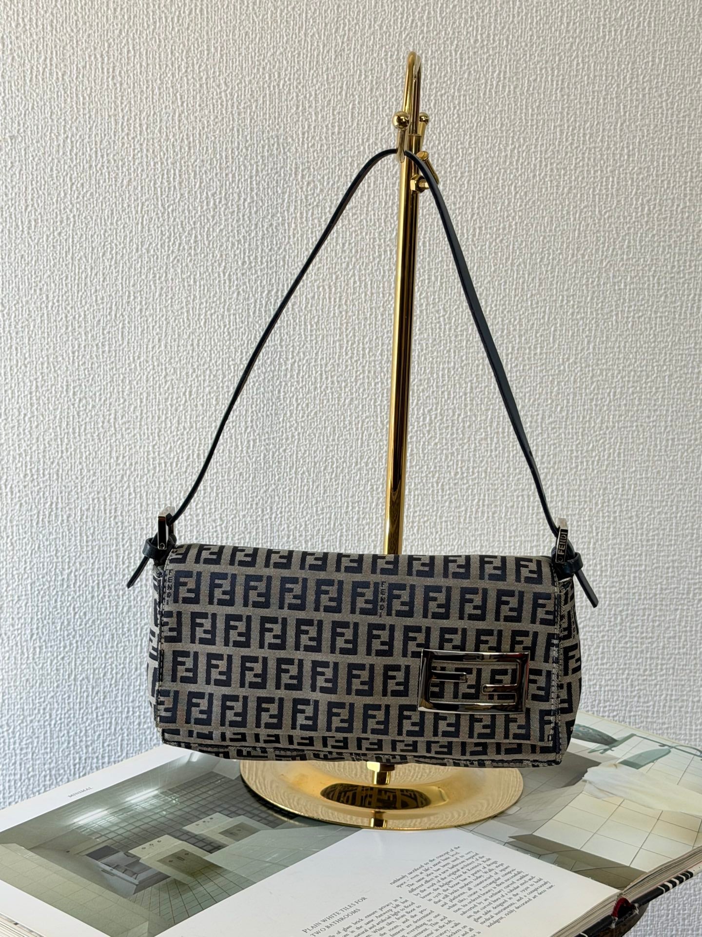 FENDI Zucchino Canvas Baguette