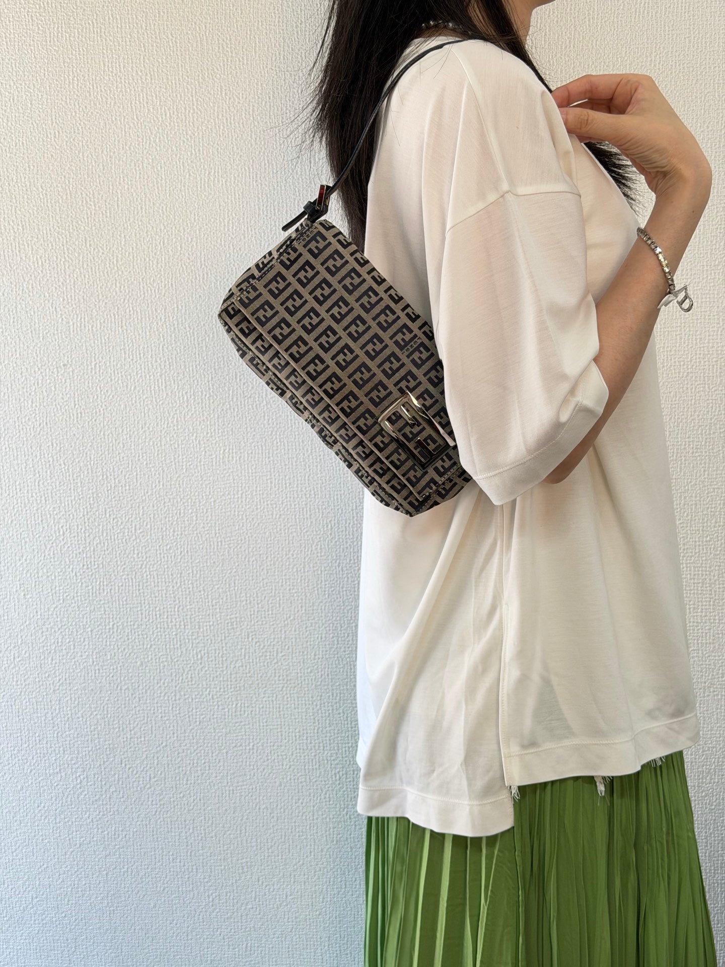 FENDI Zucchino Canvas Baguette