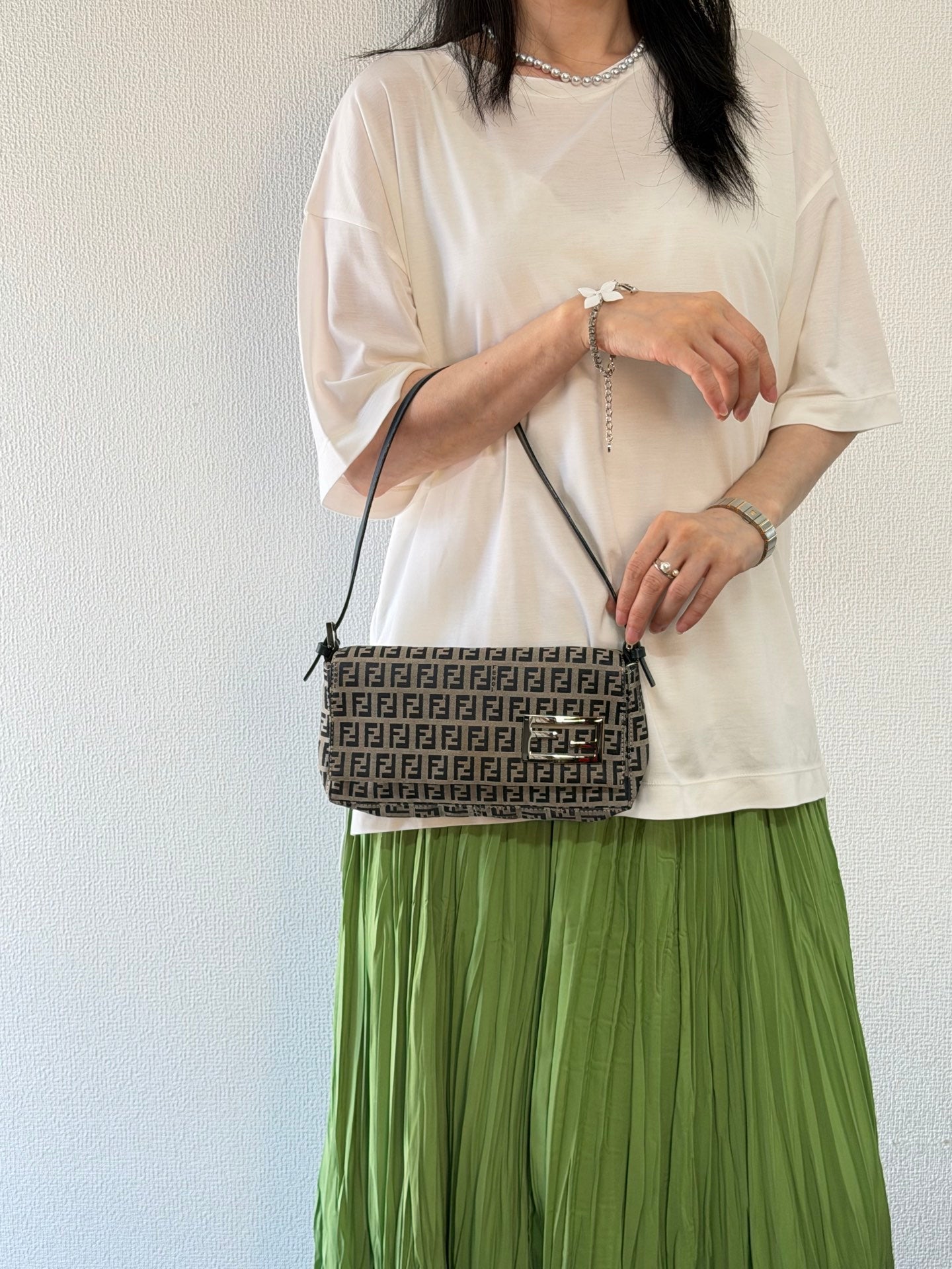 FENDI Zucchino Canvas Baguette