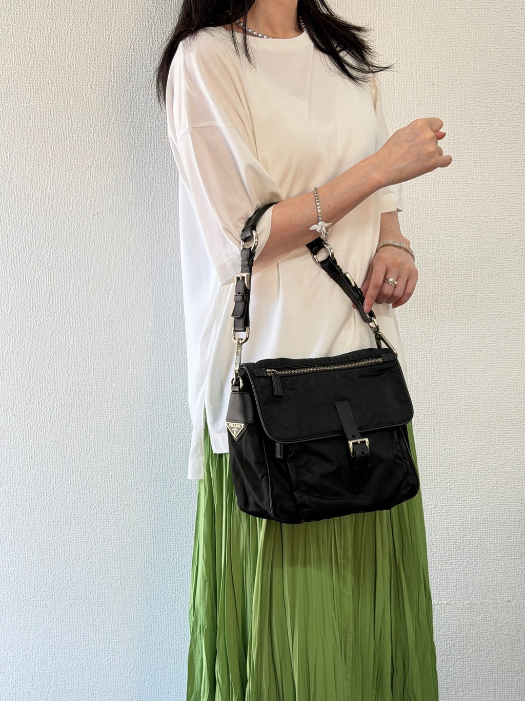 Prada Saffiano Trimmed Tessuto Messenger Bag