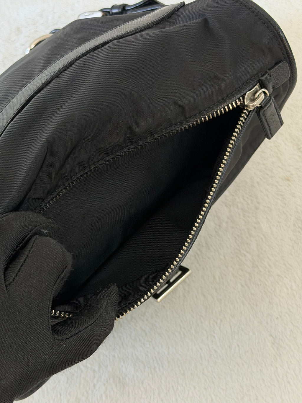Prada Saffiano Trimmed Tessuto Messenger Bag