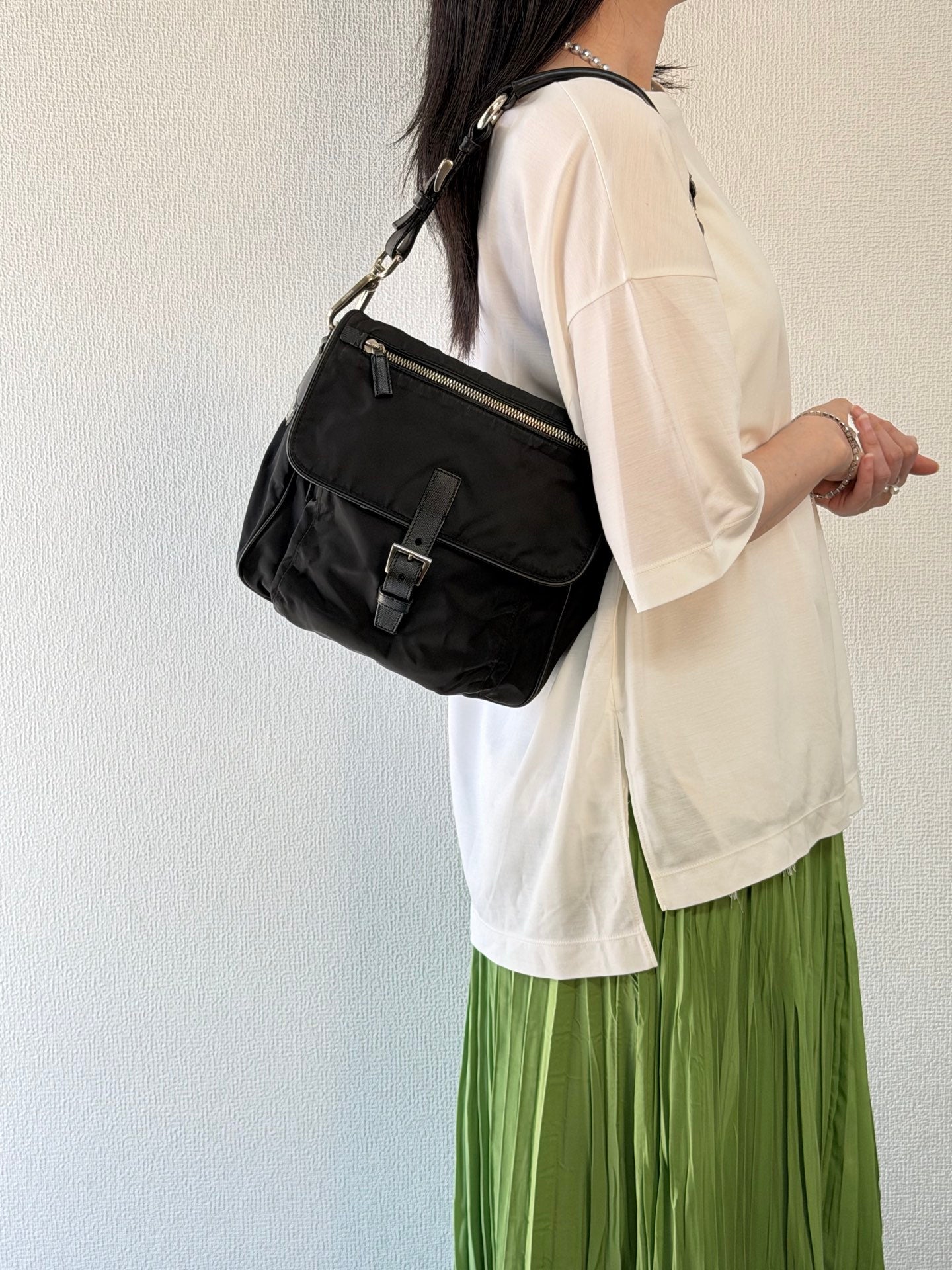 Prada Saffiano Trimmed Tessuto Messenger Bag