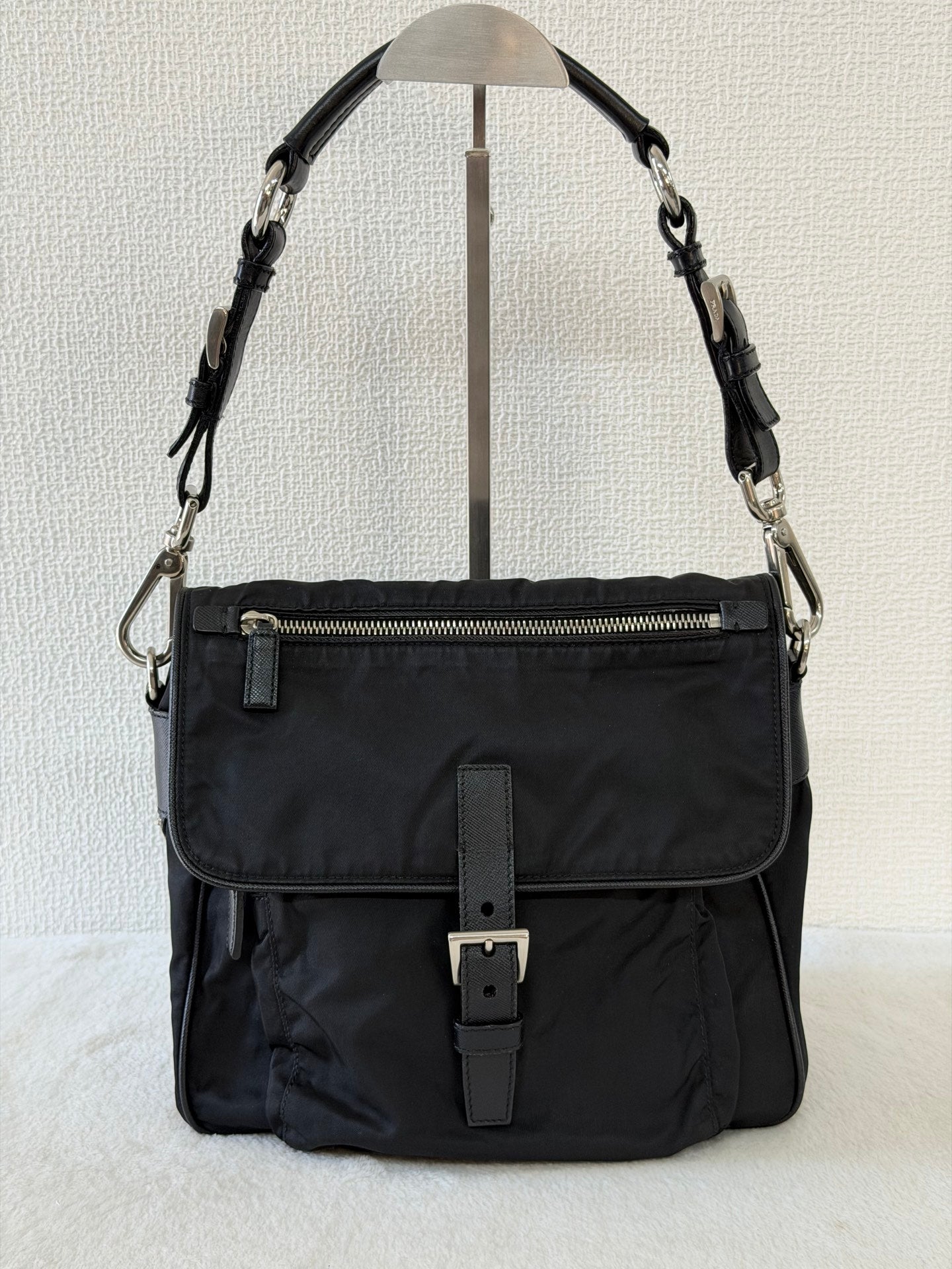Prada Saffiano Trimmed Tessuto Messenger Bag