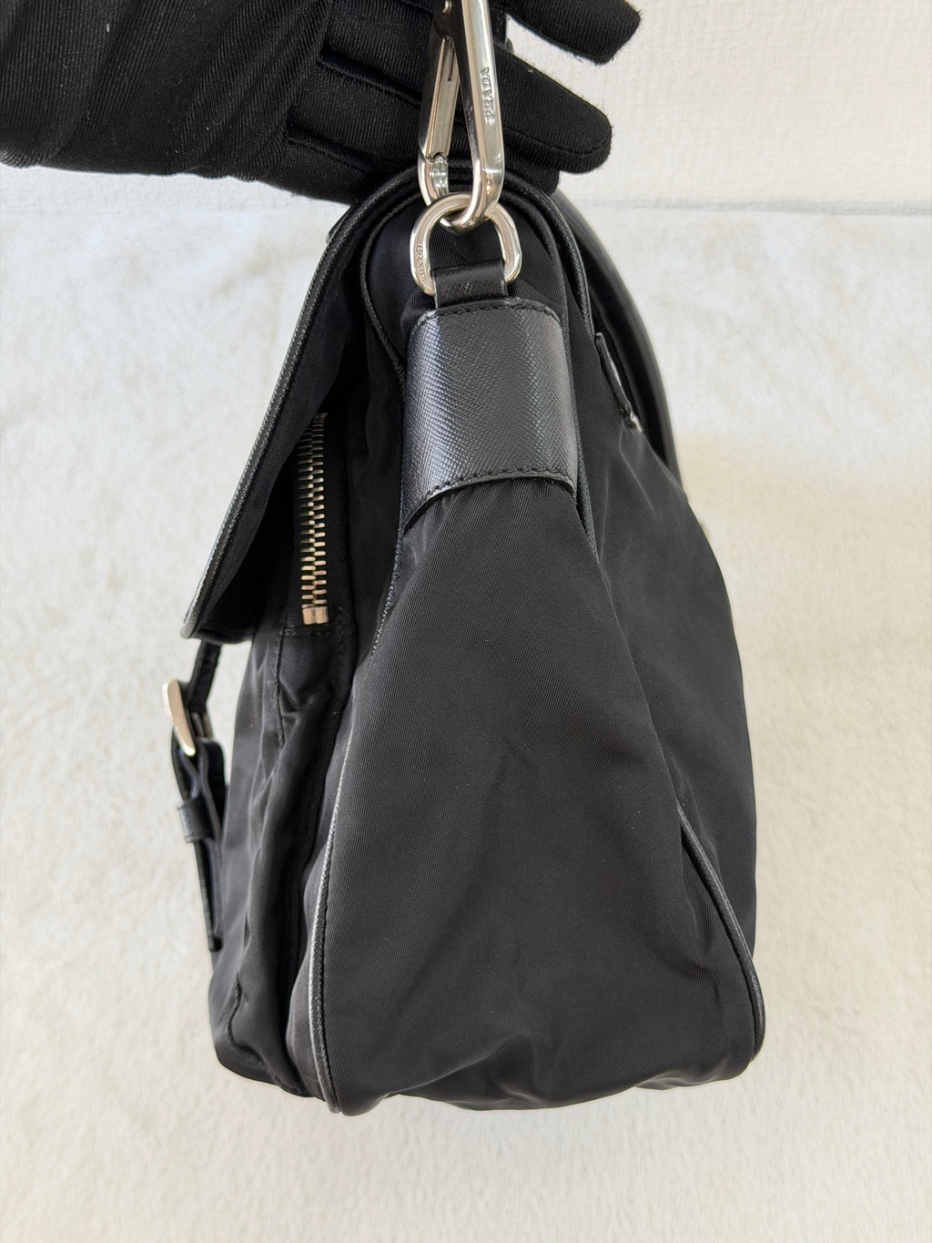 Prada Saffiano Trimmed Tessuto Messenger Bag