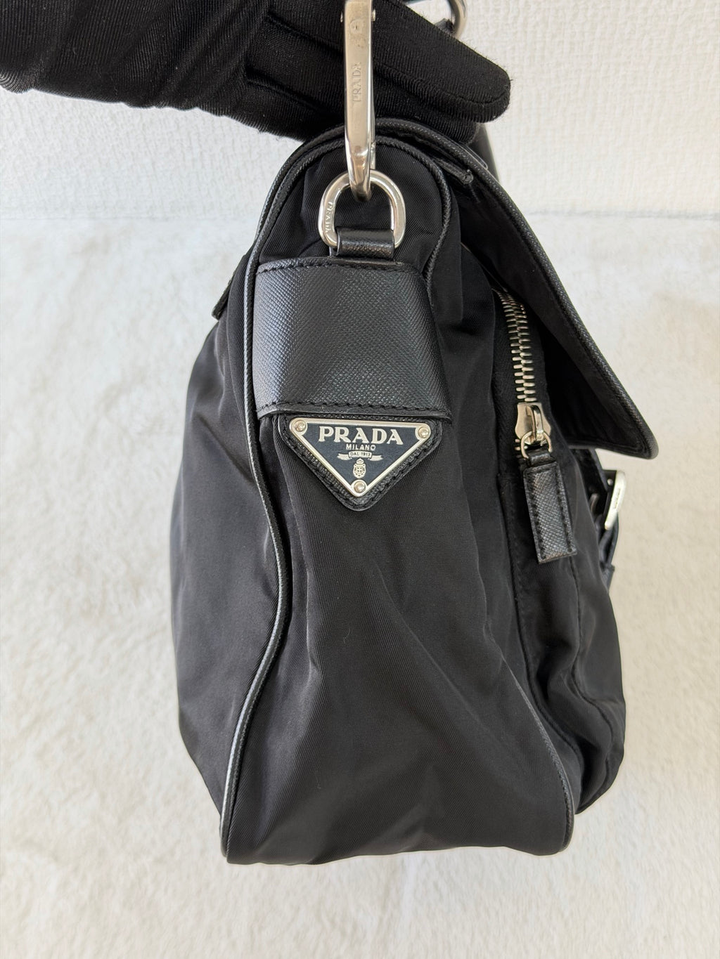 Prada Saffiano Trimmed Tessuto Messenger Bag