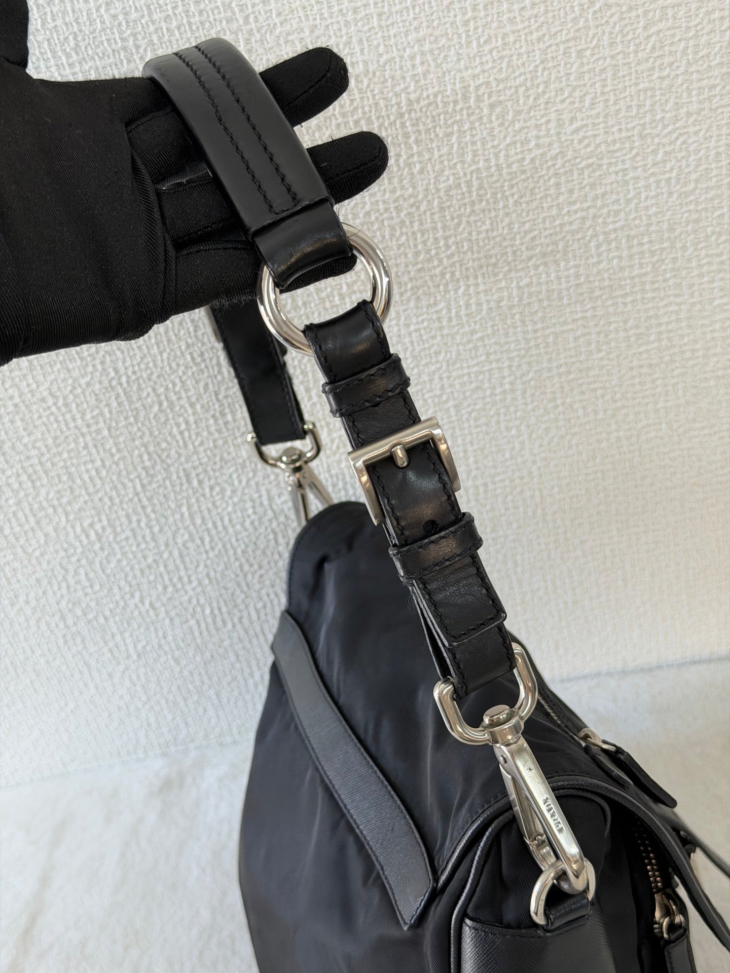 Prada Saffiano Trimmed Tessuto Messenger Bag