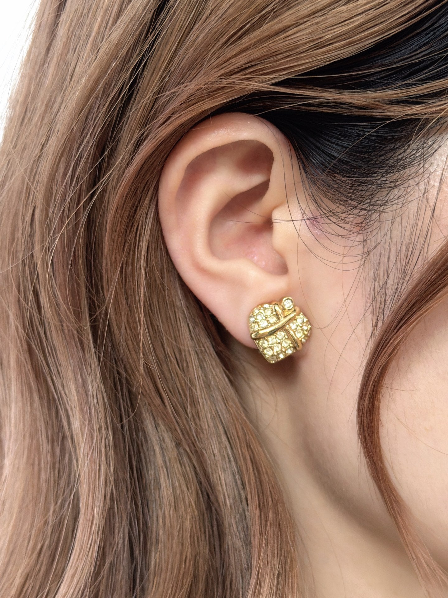 Christian Dior Criss-Cross Pave Rhinestone Clip-On Earrings