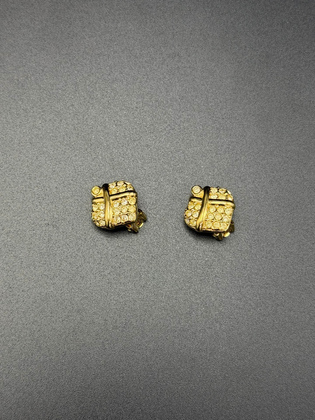 Christian Dior Criss-Cross Pave Rhinestone Clip-On Earrings