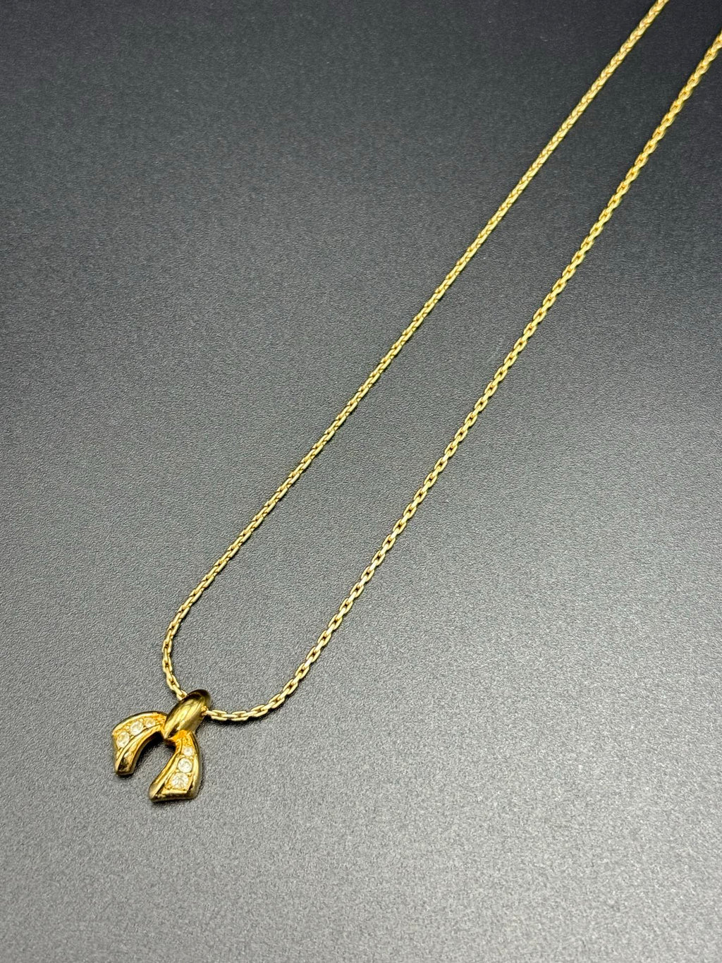 Christian Dior Rhinestone Ribbon-Motif Pendant Necklace