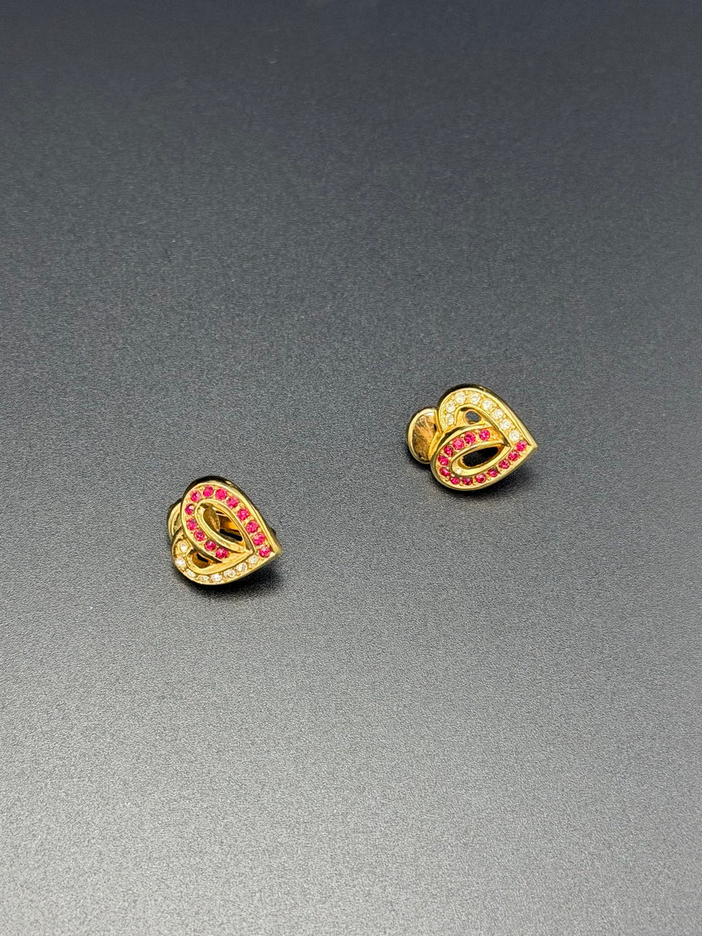Christian Dior Rhinestone Heart Motif Necklace and Earrings Demi-Parure Set