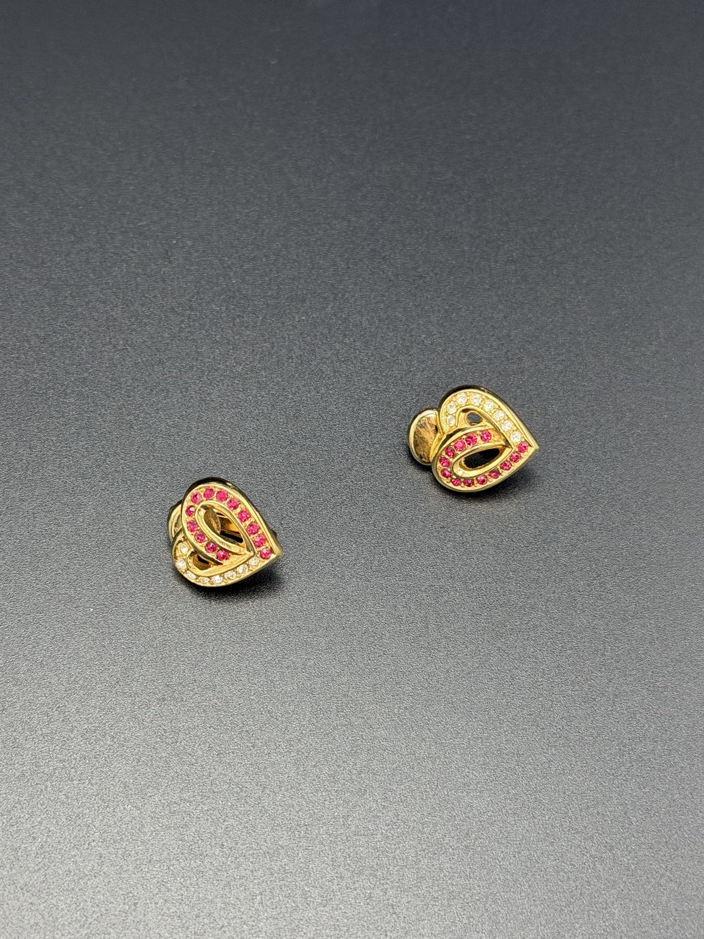 Christian Dior Rhinestone Heart Motif Necklace and Earrings Demi-Parure Set