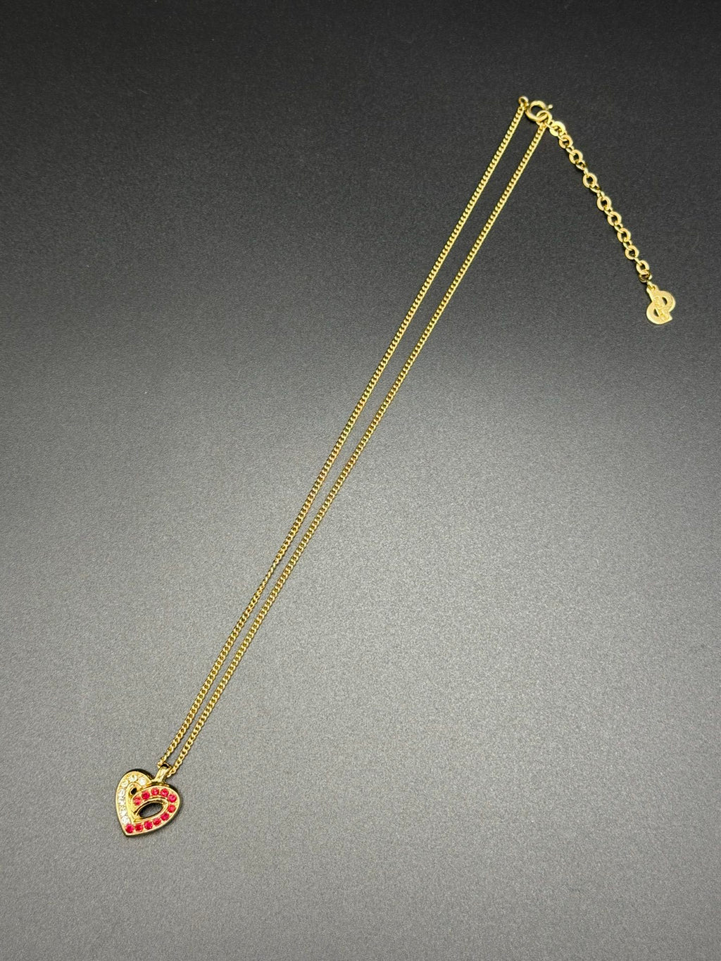 Christian Dior Rhinestone Heart Motif Necklace and Earrings Demi-Parure Set