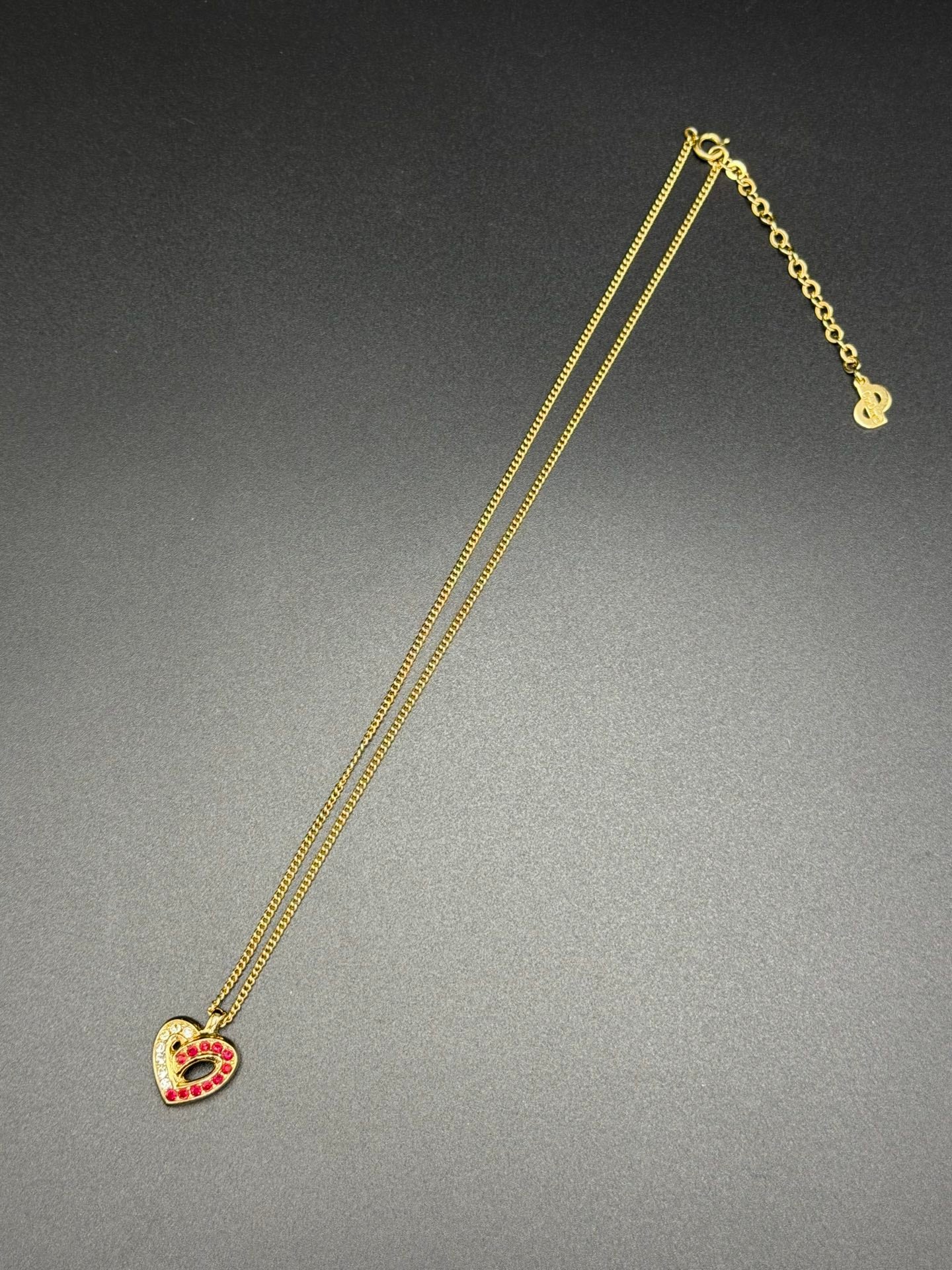 Christian Dior Rhinestone Heart Motif Necklace and Earrings Demi-Parure Set