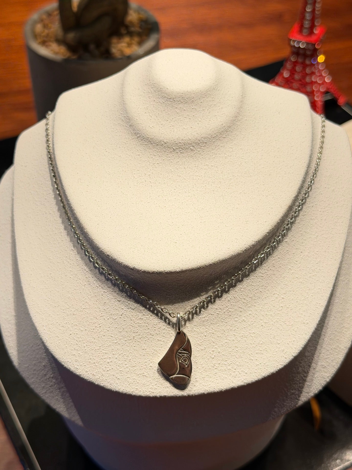 Christian Dior Vintage Saddle Bag Pendant Necklace