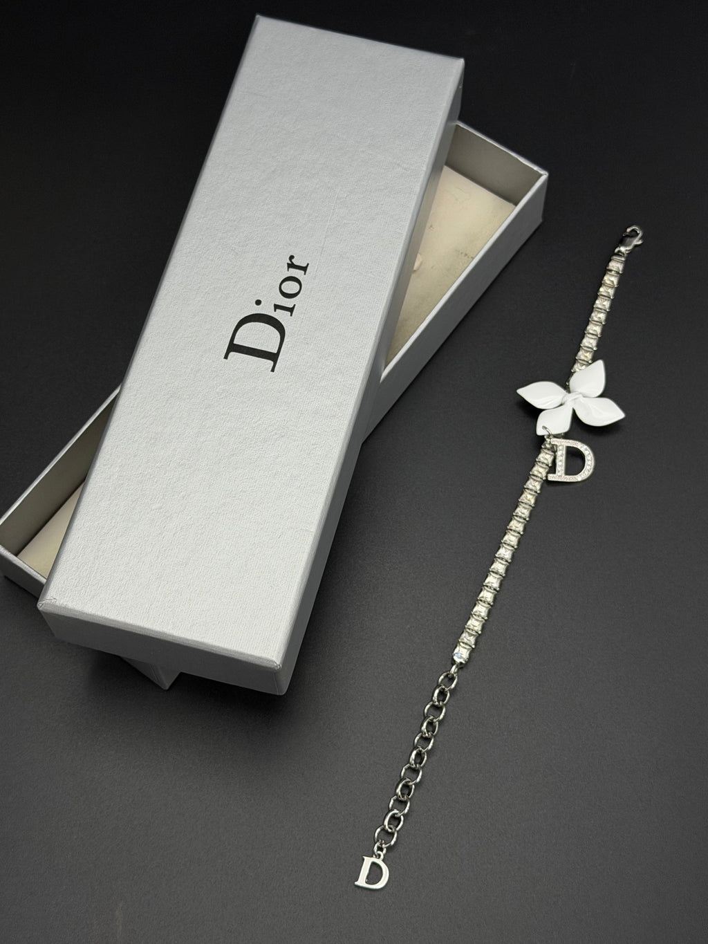 Christian Dior Girly Flower Crystal Rhinestone Bracelet.