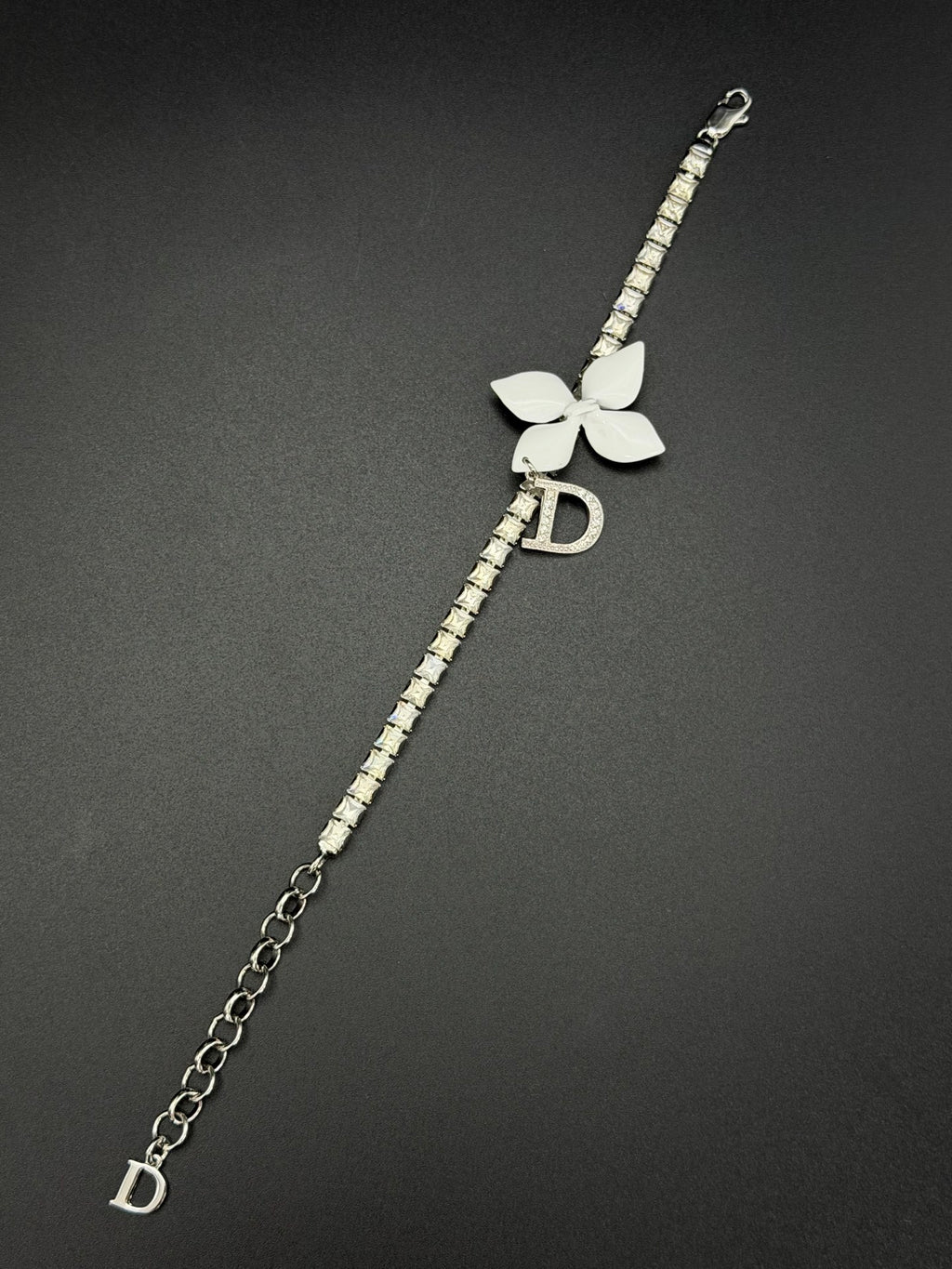 Christian Dior Girly Flower Crystal Rhinestone Bracelet.
