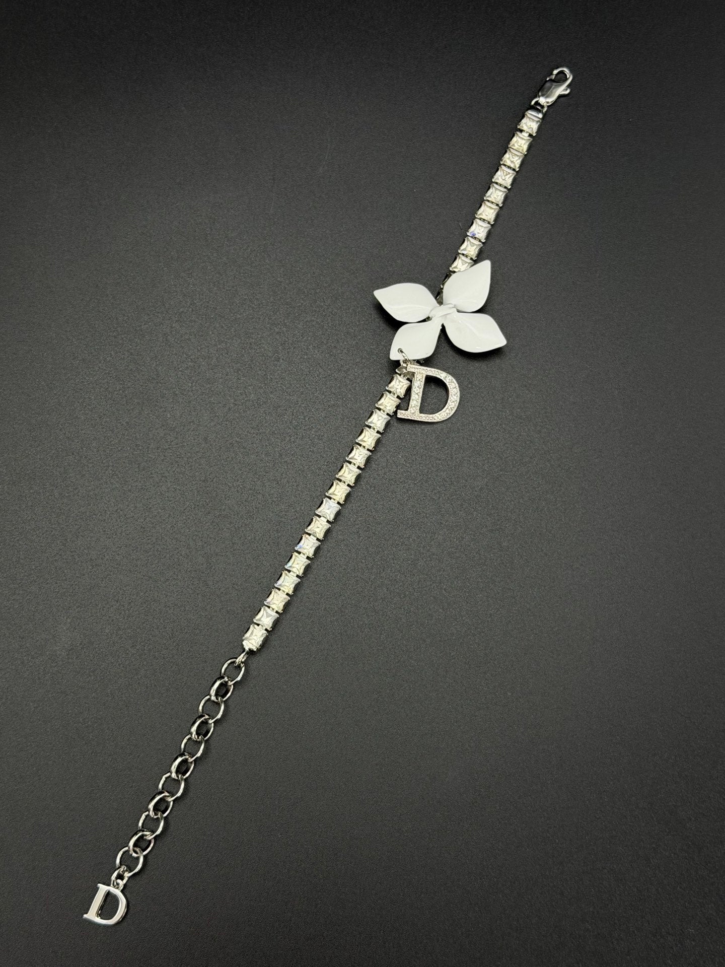 Christian Dior Girly Flower Crystal Rhinestone Bracelet.