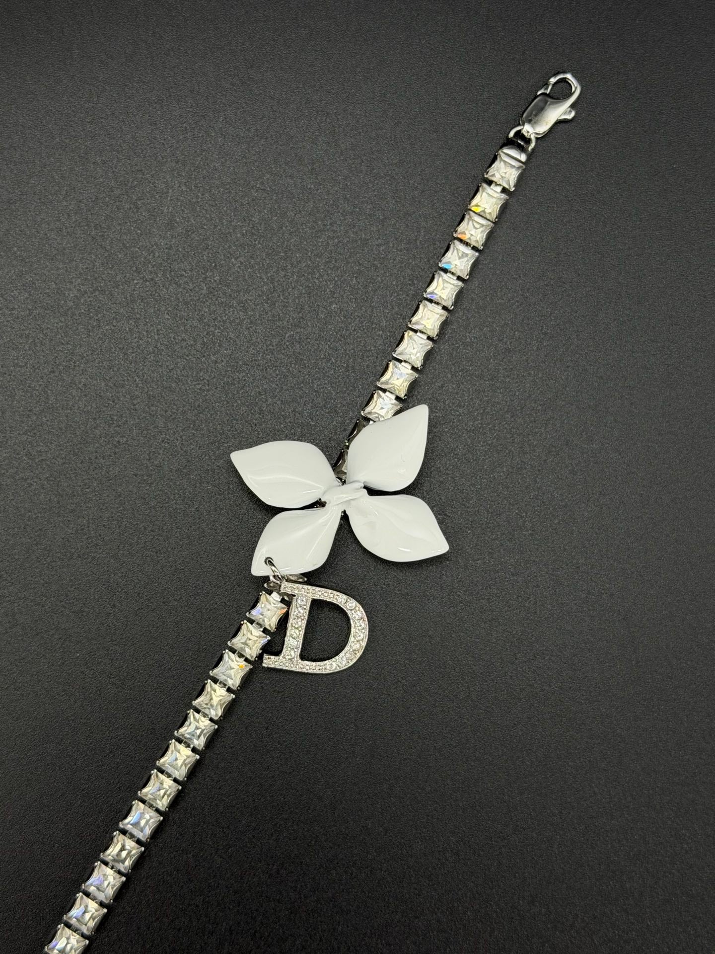 Christian Dior Girly Flower Crystal Rhinestone Bracelet.