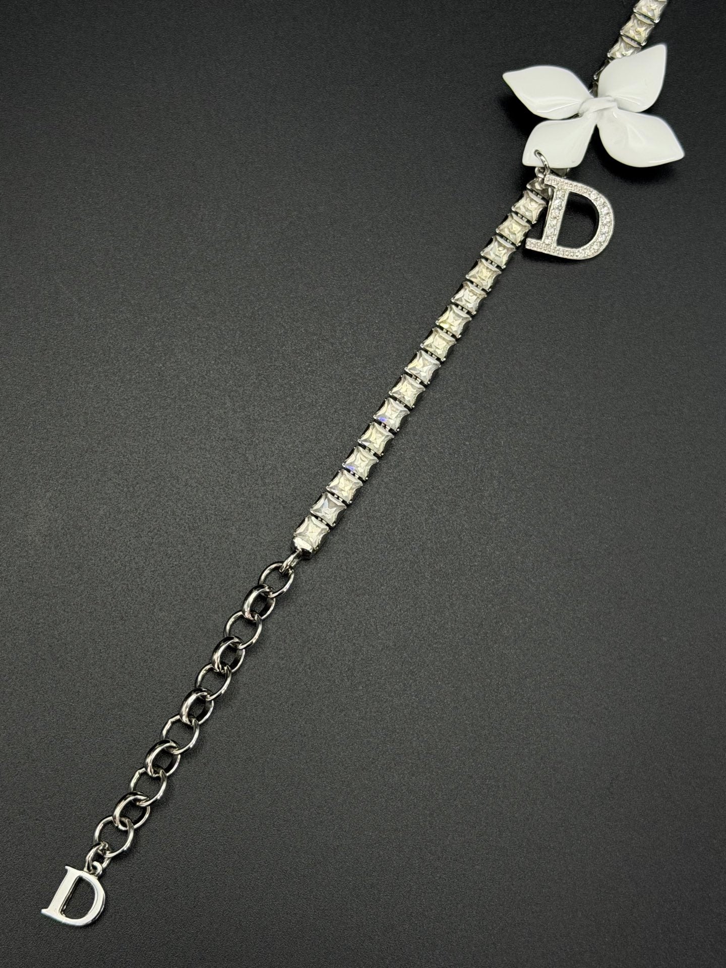 Christian Dior Girly Flower Crystal Rhinestone Bracelet.