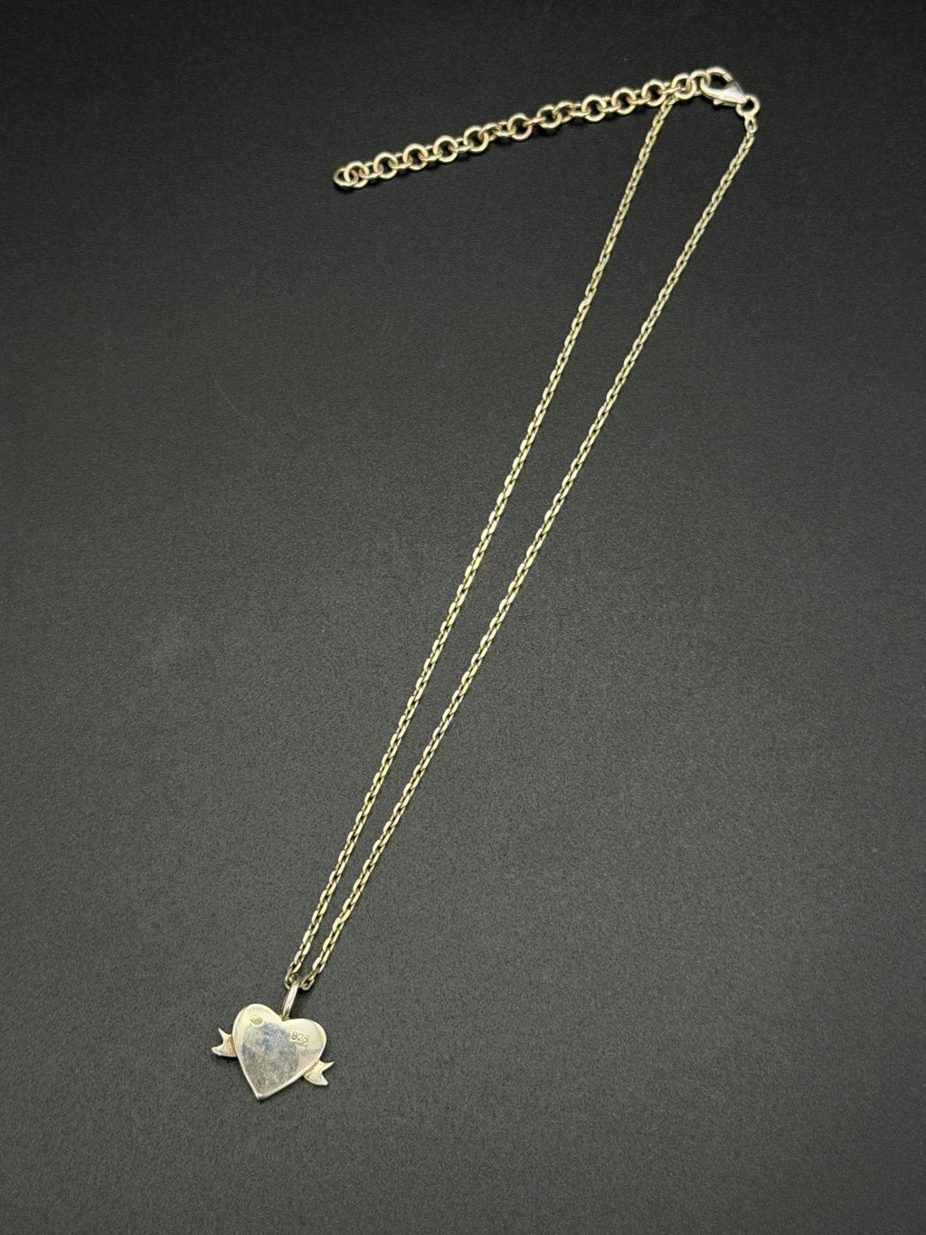Christian Dior Black Heart Scroll Banner Necklace and Earrings Demi-Parure Set.
