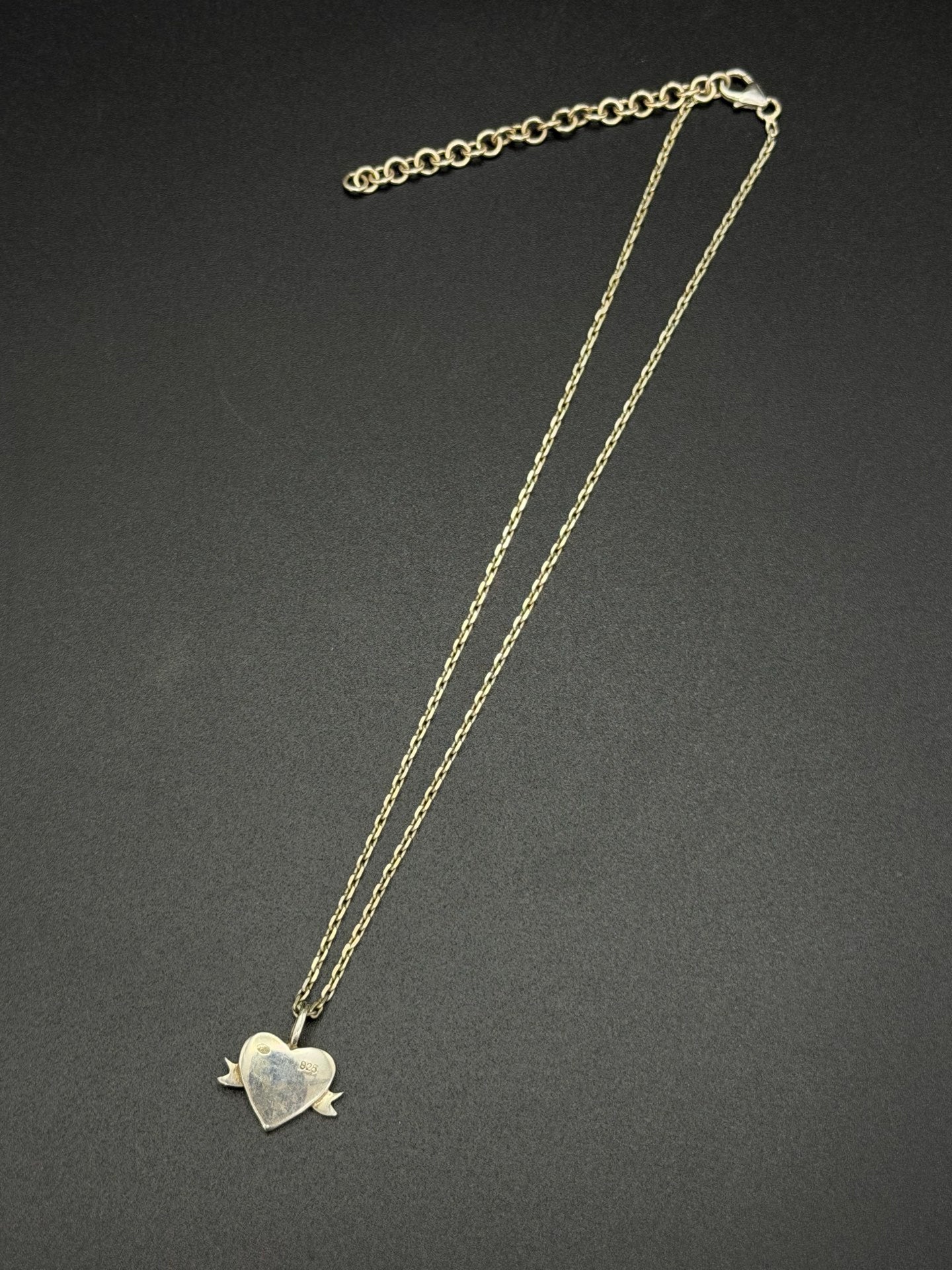 Christian Dior Black Heart Scroll Banner Necklace and Earrings Demi-Parure Set.