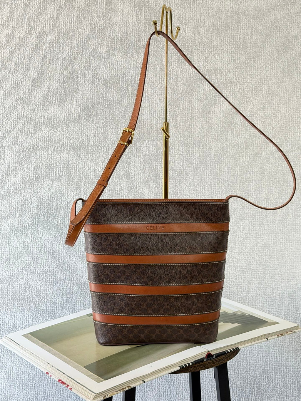 Celine Macadam Border Stripes Shoulder Bag